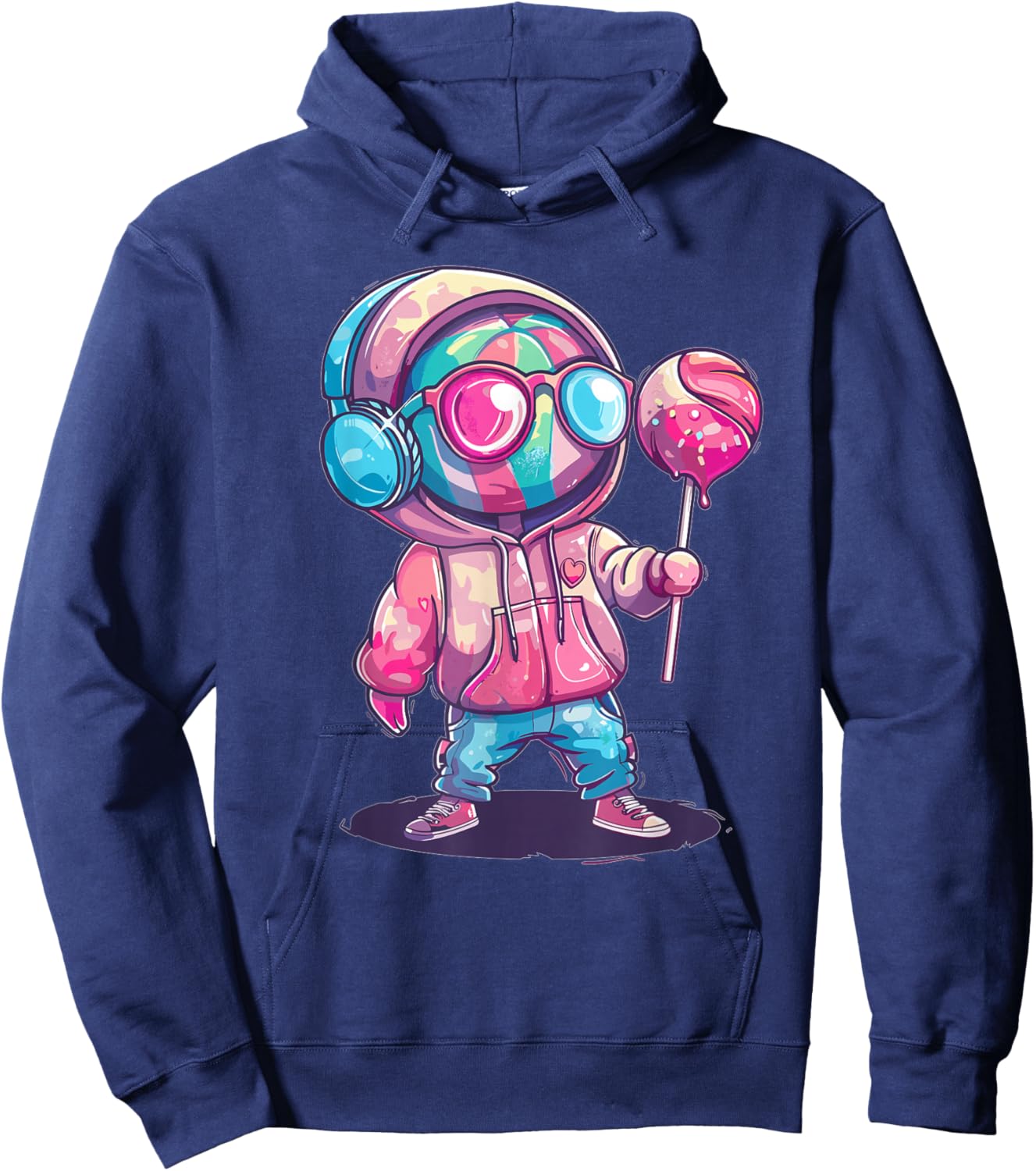 Cute Lollipop With Sunglasses I Kids Lollipop Hoodie - Hoodie | Navy