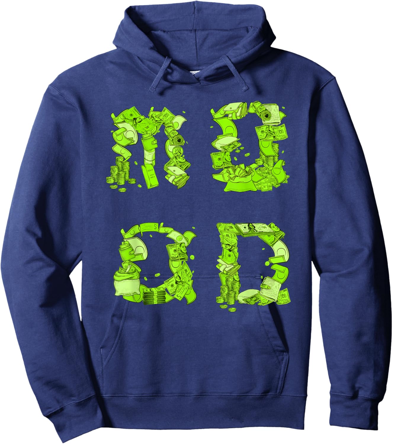 Green Money MOOD Green Color Graphic Hoodie - Hoodie | Navy