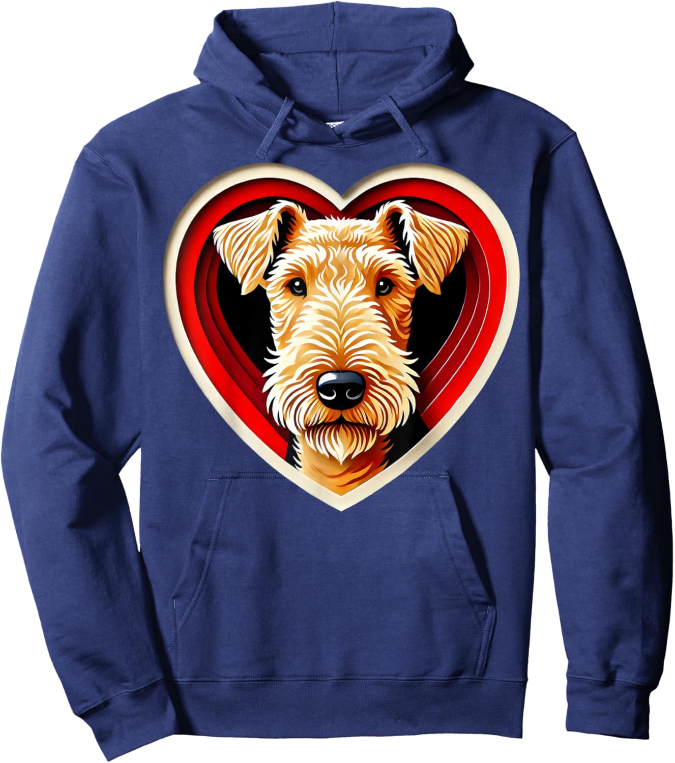 Airedale Terrier Heart Cute Puppy Dog Lover Hoodie - Hoodie | Navy
