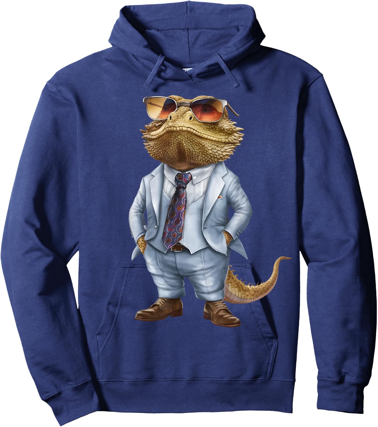 Men Woman Bearded Dragon In Suit Bearded Dragon Hoodie - Hoodie | Navy