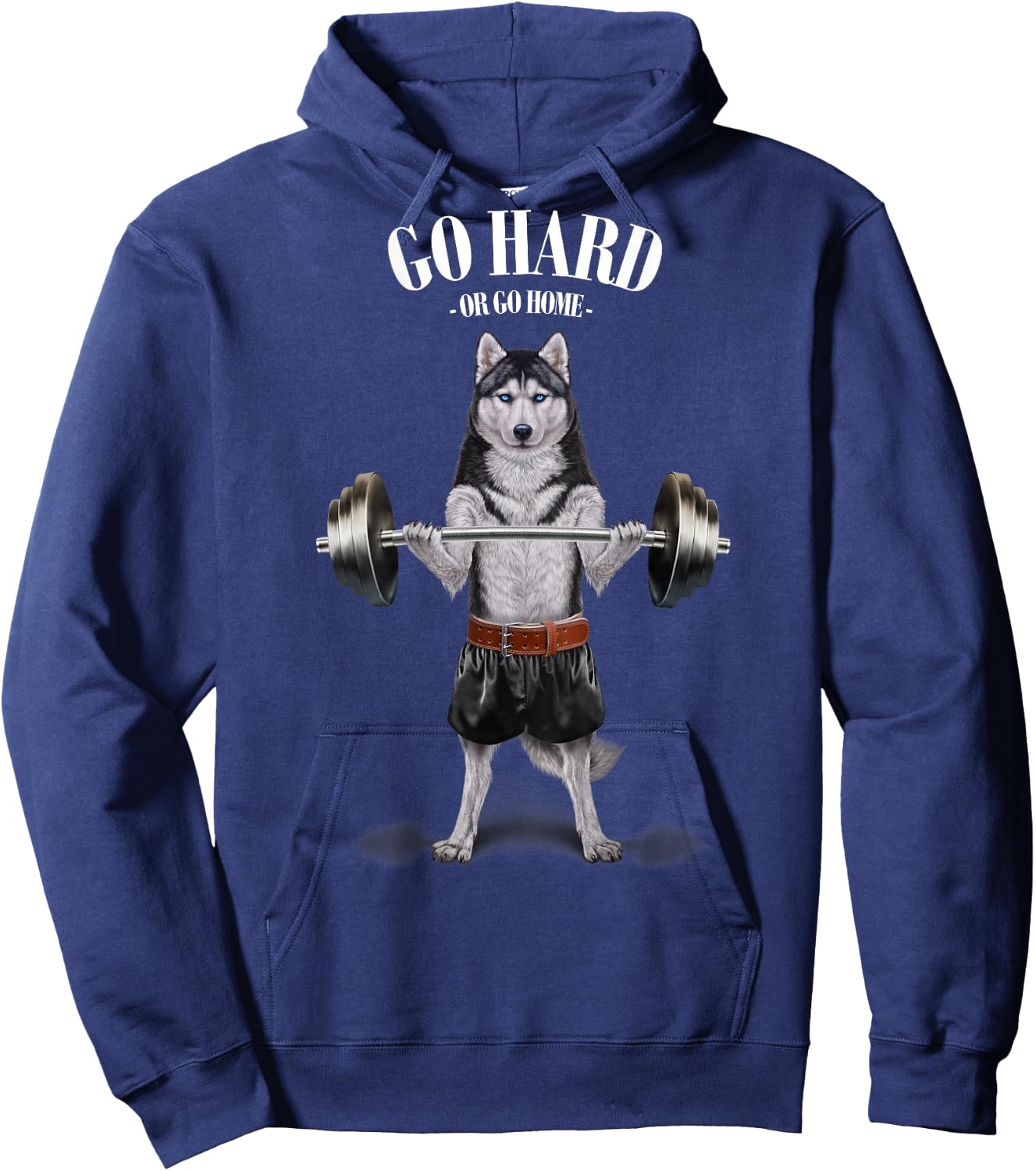 Siberian Husky Dog Weightlifting in Fitness Gym Hoodie - Hoodie | Navy