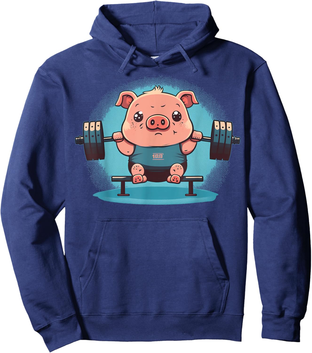 Pig Weightlifting Funny Fitness Gym Pig Hoodie - Hoodie | Navy