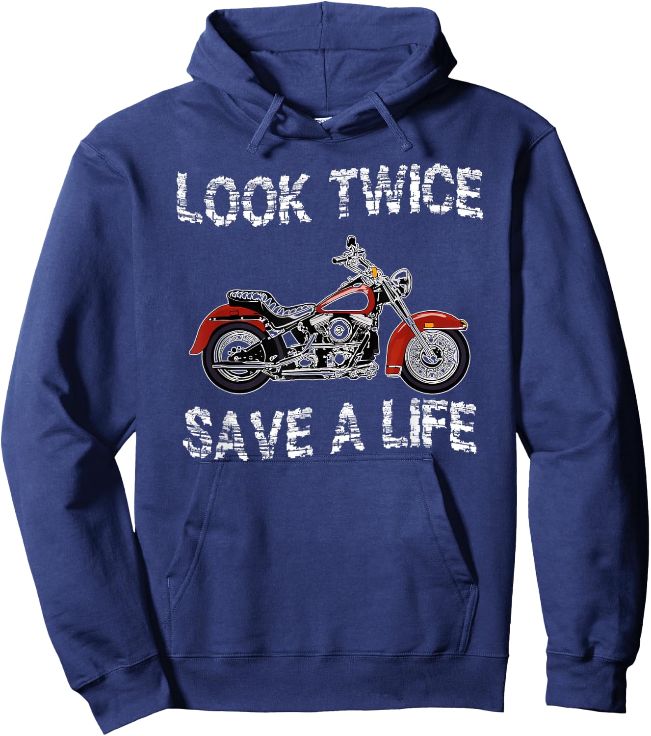 Look Twice Save A Life Motorcycle Safety Hoodie - Hoodie | Navy