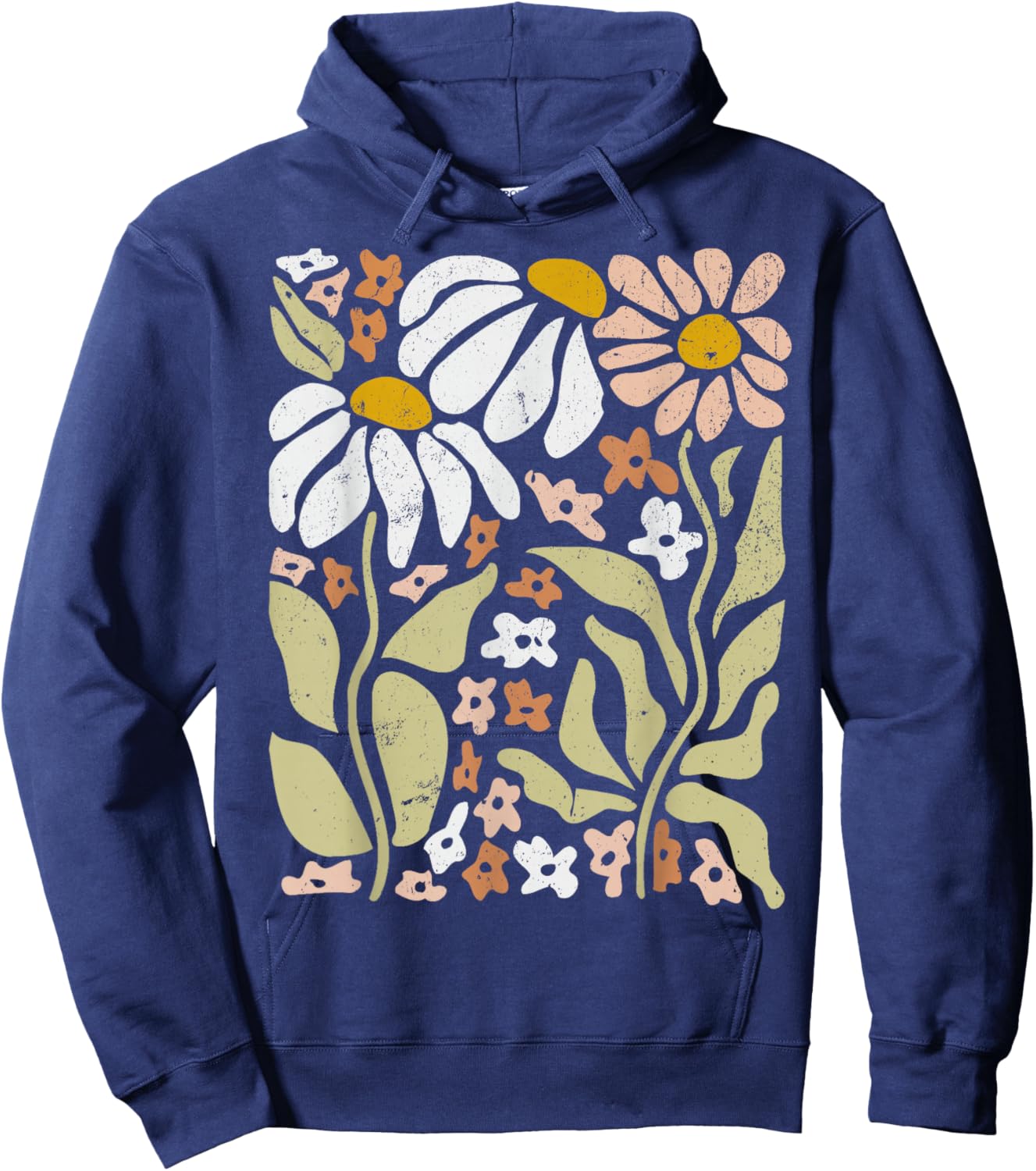 Boho Wildflowers Floral Nature Flower Hoodie - Hoodie | Navy
