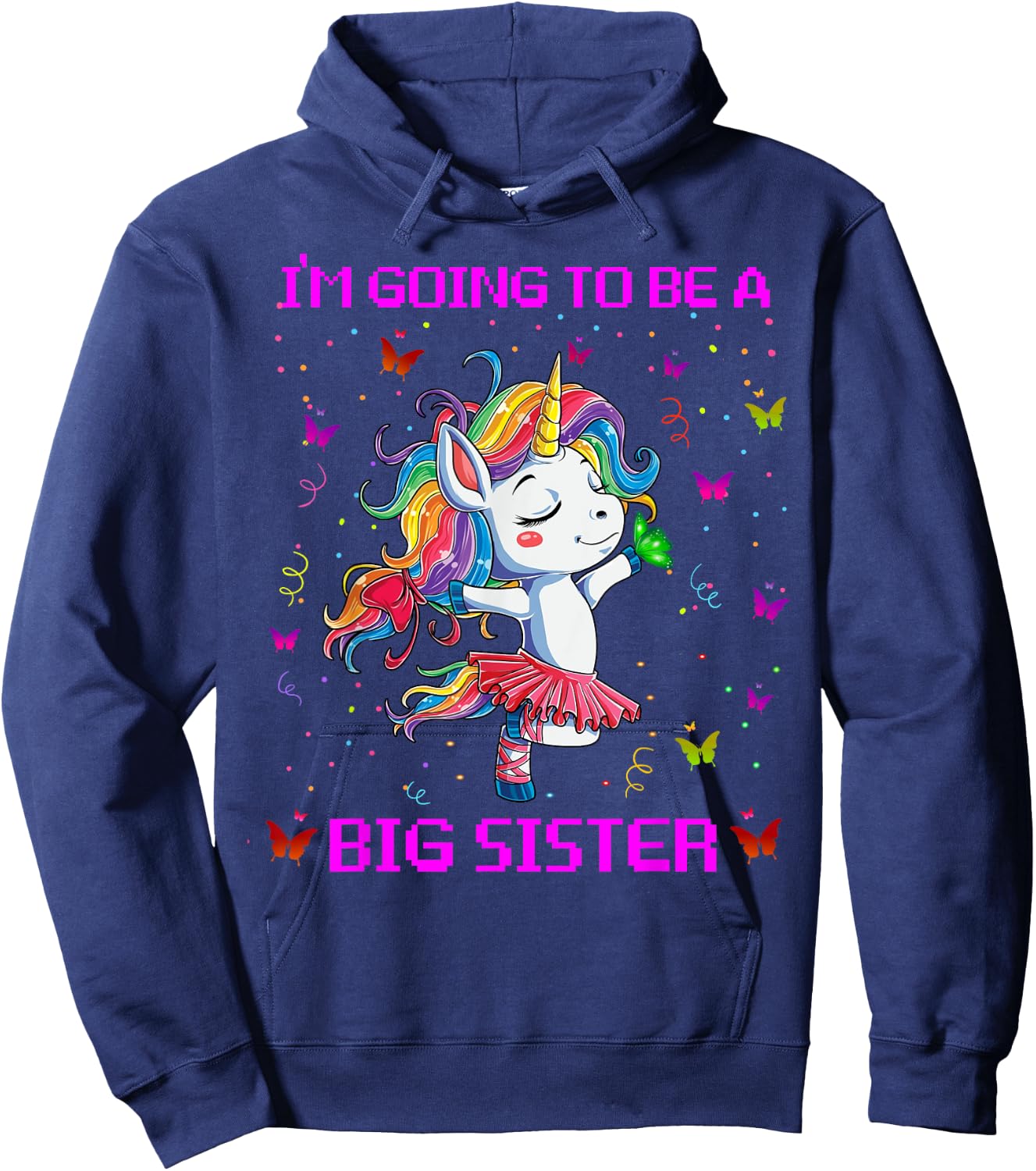 I'm Going To Be A Big Sister 2021 Unicorn Hoodie - Hoodie | Navy