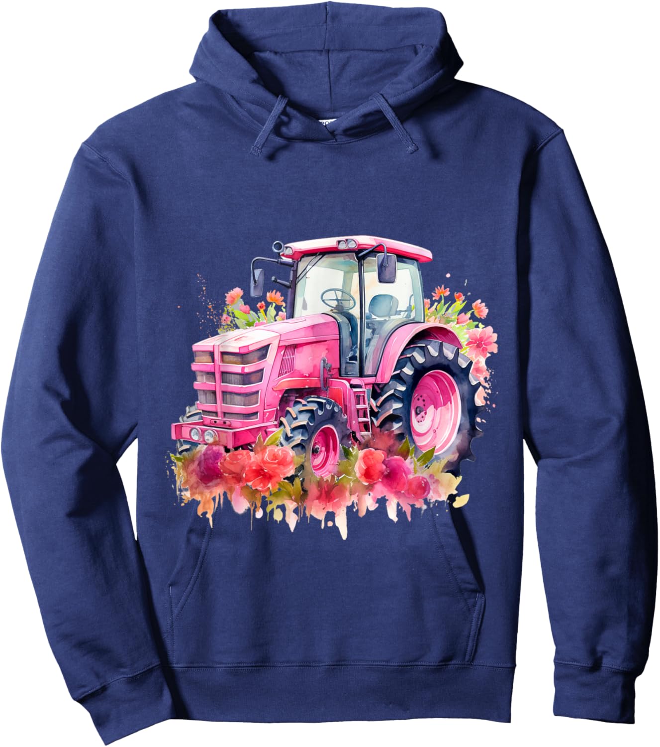 Farm Girl Pink Tractor Women design Hoodie - Hoodie | Navy