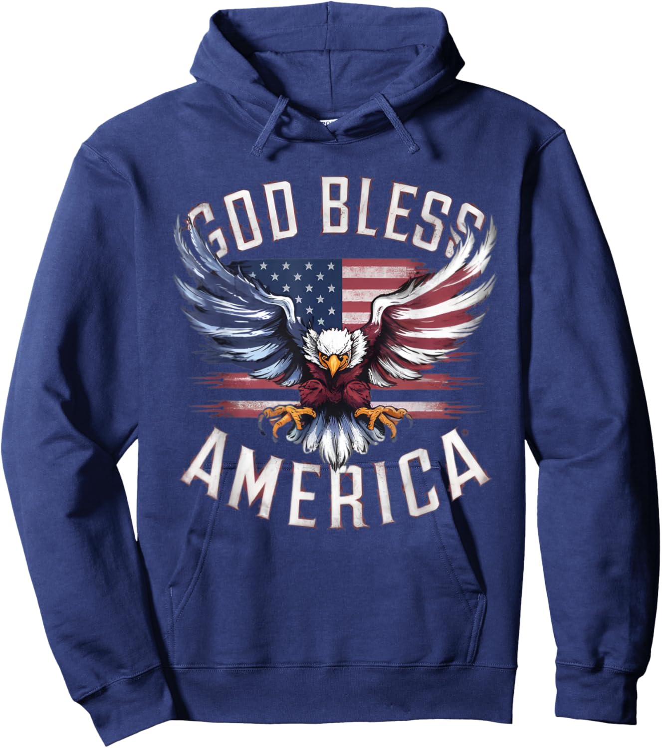 God Bless America eagle usa flag 4th of July Hoodie - Hoodie | Navy