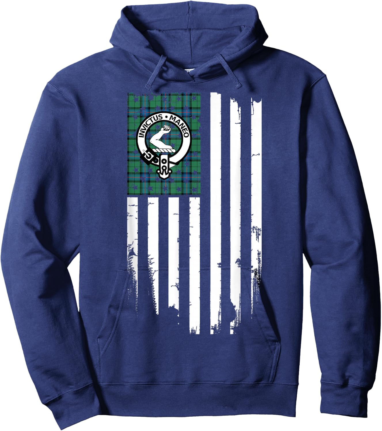 Scottish American Armstrong Clan & Stripes Flag Hoodie - Hoodie | Navy