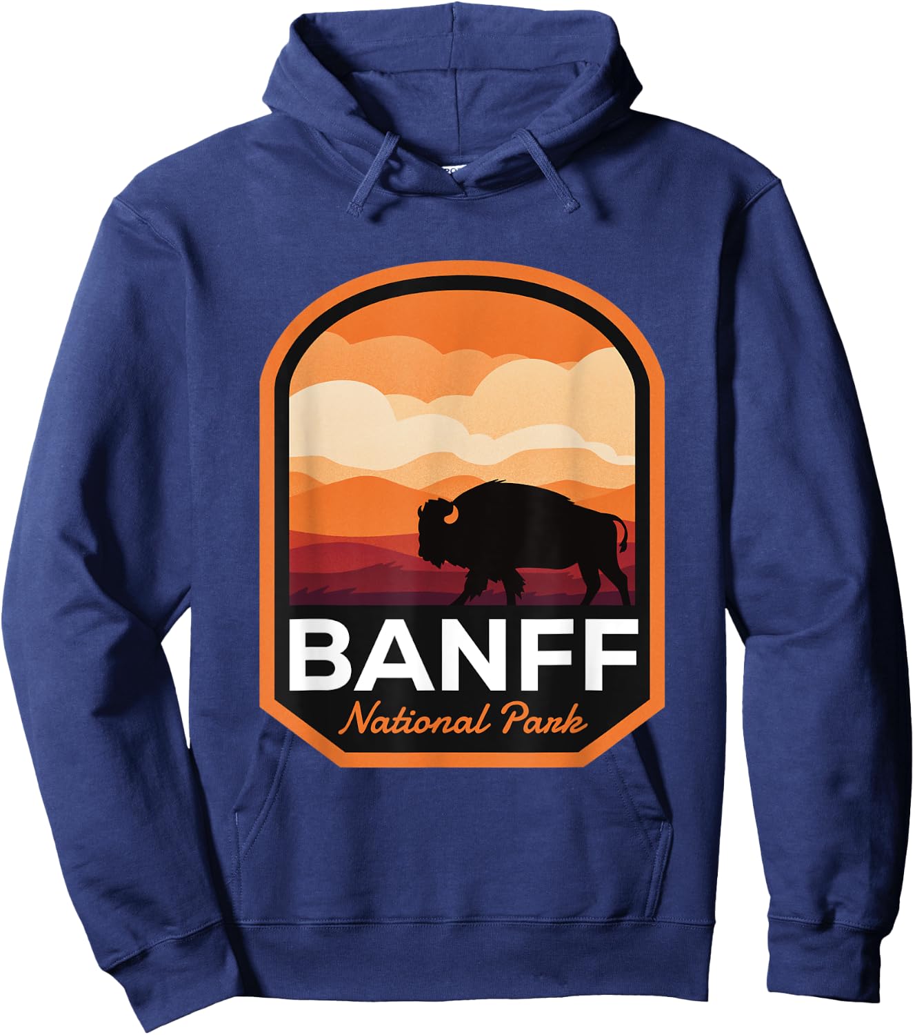Banff National Park Alberta Bison Hoodie - Hoodie | Navy