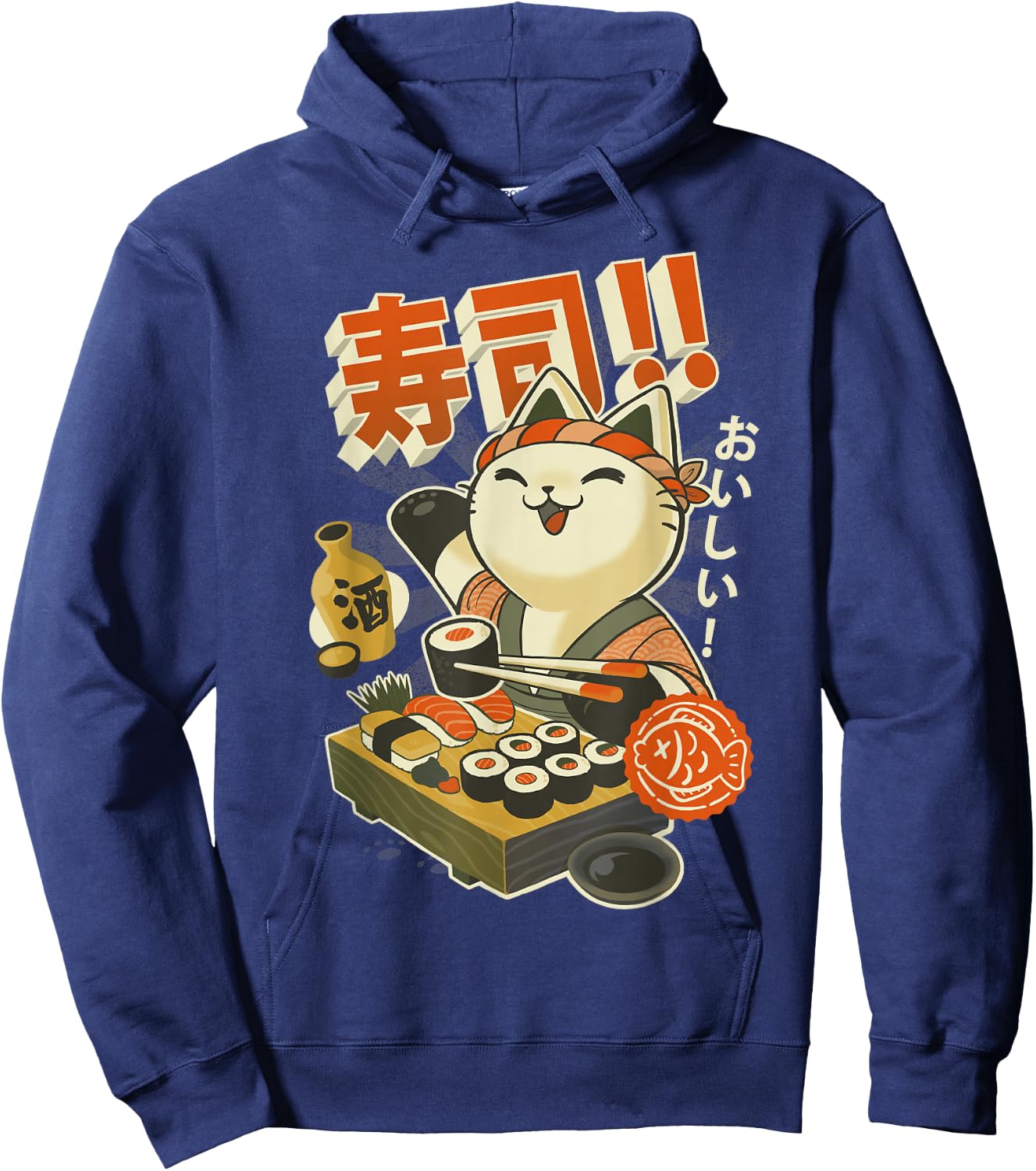 Funny Sushi Cat Chef Hoodie - Hoodie | Navy