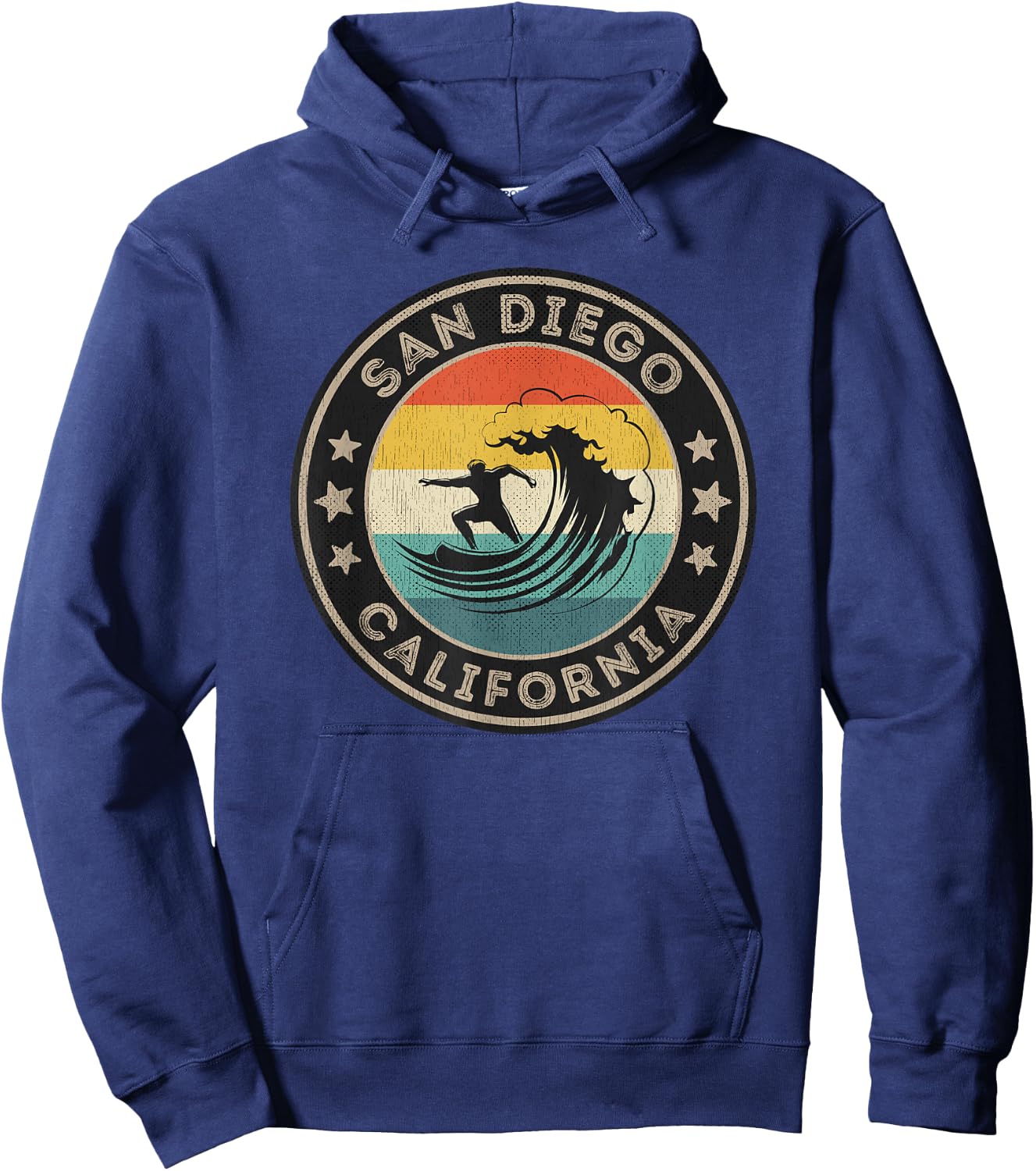 Retro San Diego California USA Surf Hoodie - Hoodie | Navy