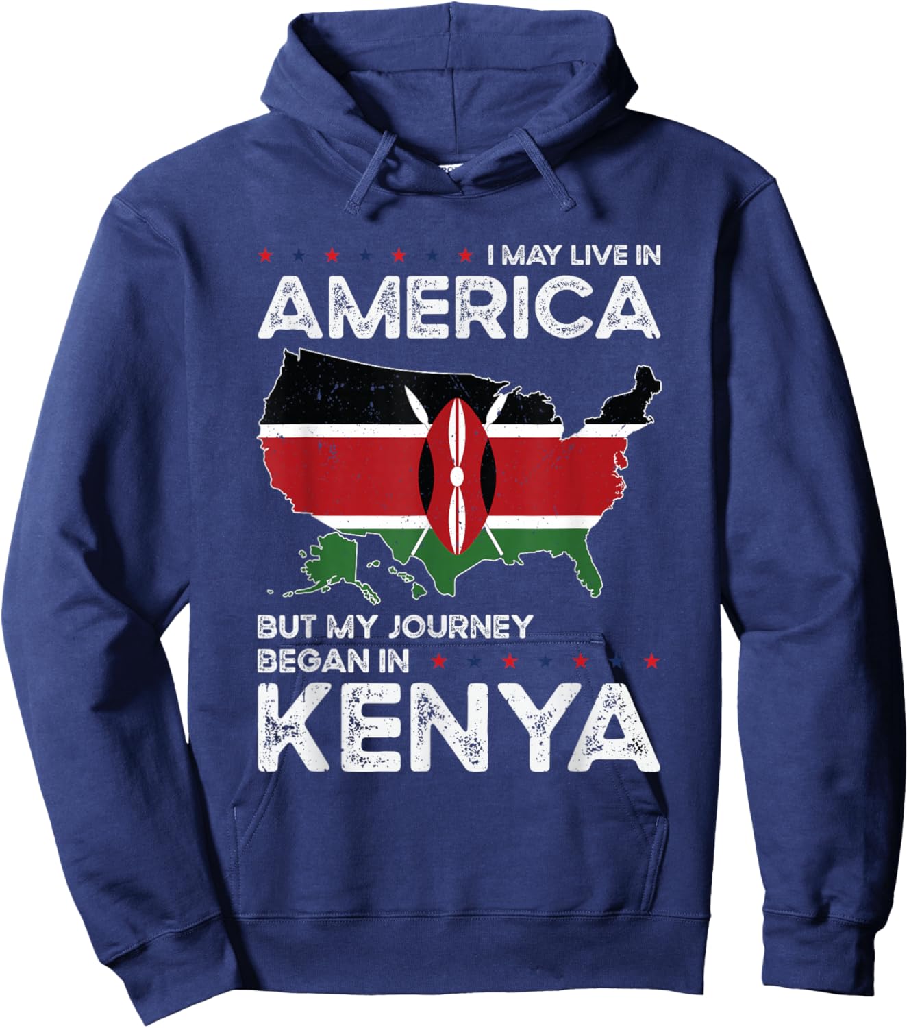 Kenyan American Patriot USA Grown Kenya US Flag Hoodie - Hoodie | Navy