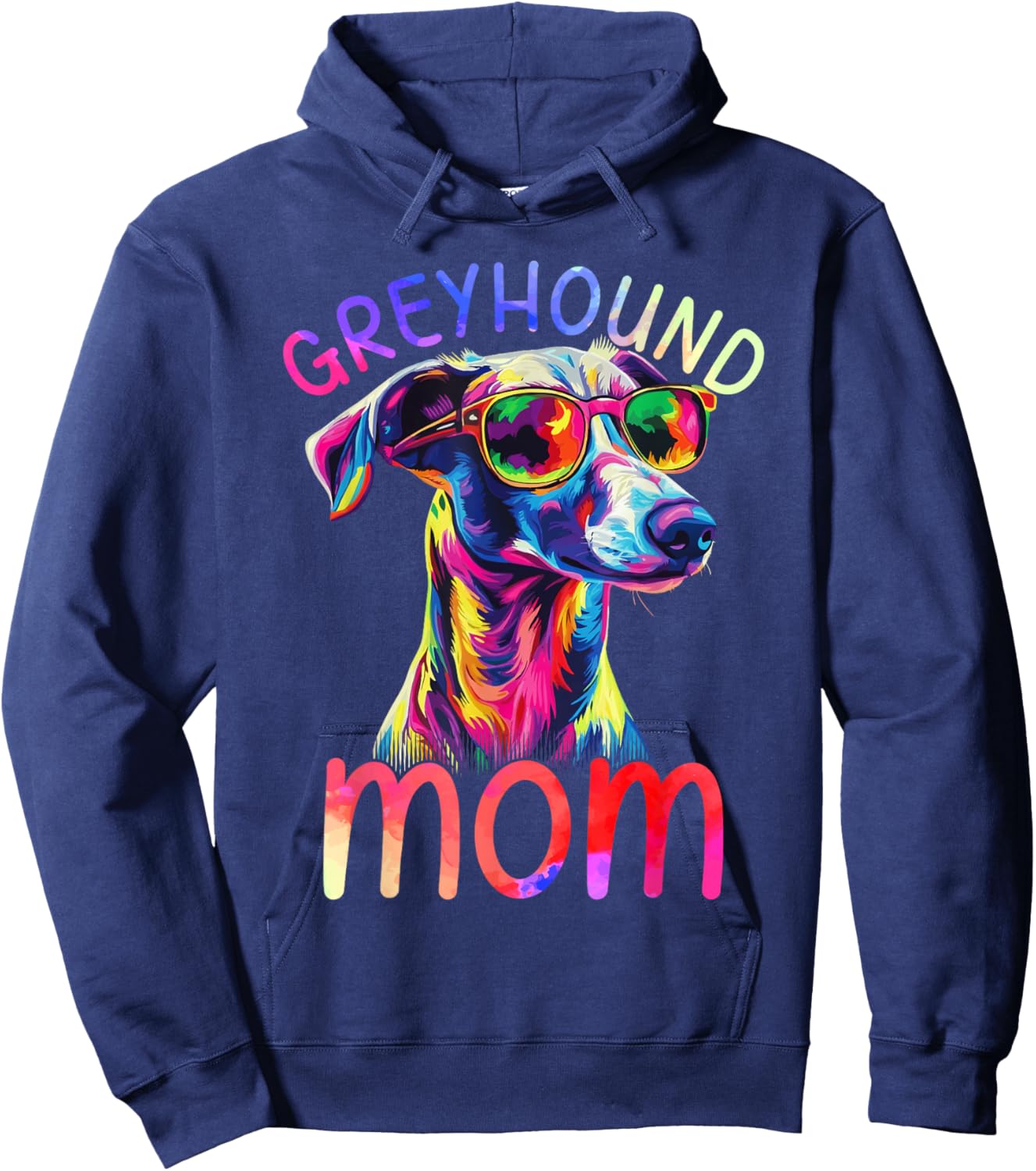 Greyhound Mom Colorful Pop Art Greyhound Hoodie - Hoodie | Navy