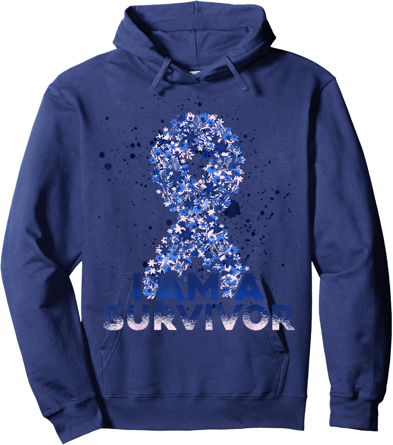 Blue Ribbon Colon Cancer Survivor Hoodie - Hoodie | Navy