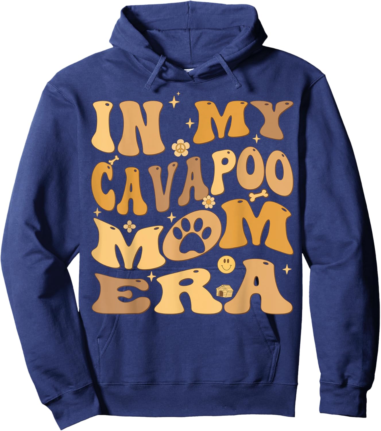 In My Cavapoo Mom Era Groovy Cavoodle Hoodie - Hoodie | Navy