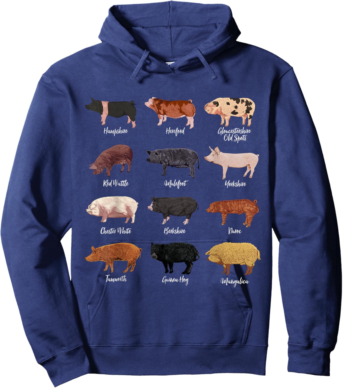Pig drawings - Pig breeds Hoodie - Hoodie | Navy