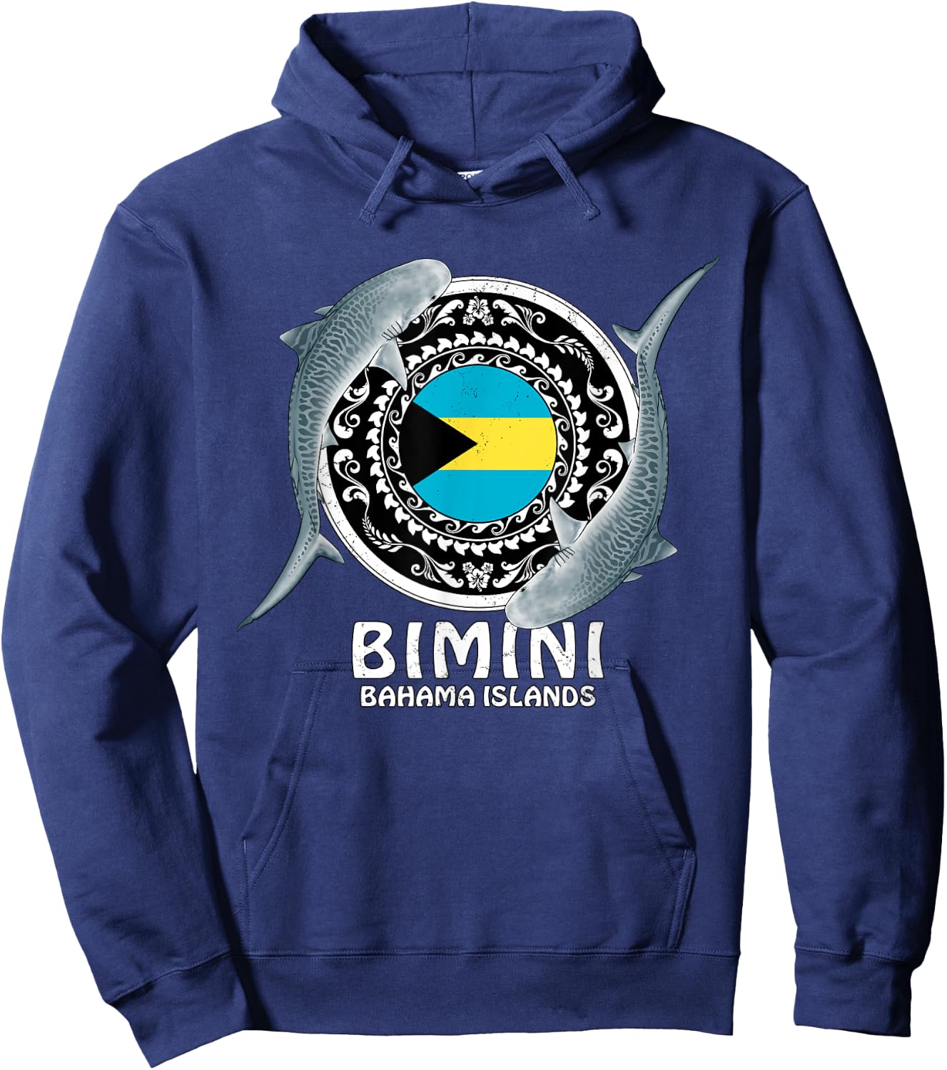 Bimini Tiger Shark Bahamas Flag Hoodie - Hoodie | Navy