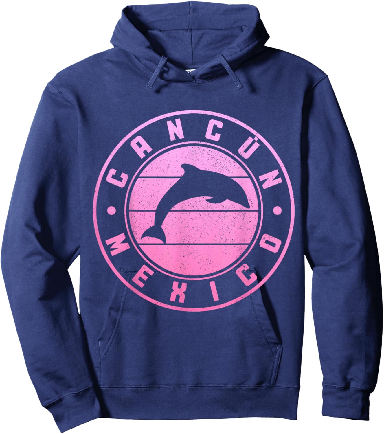 Cancun Mexico Dolphin Souvenir Vintage Hoodie - Hoodie | Navy