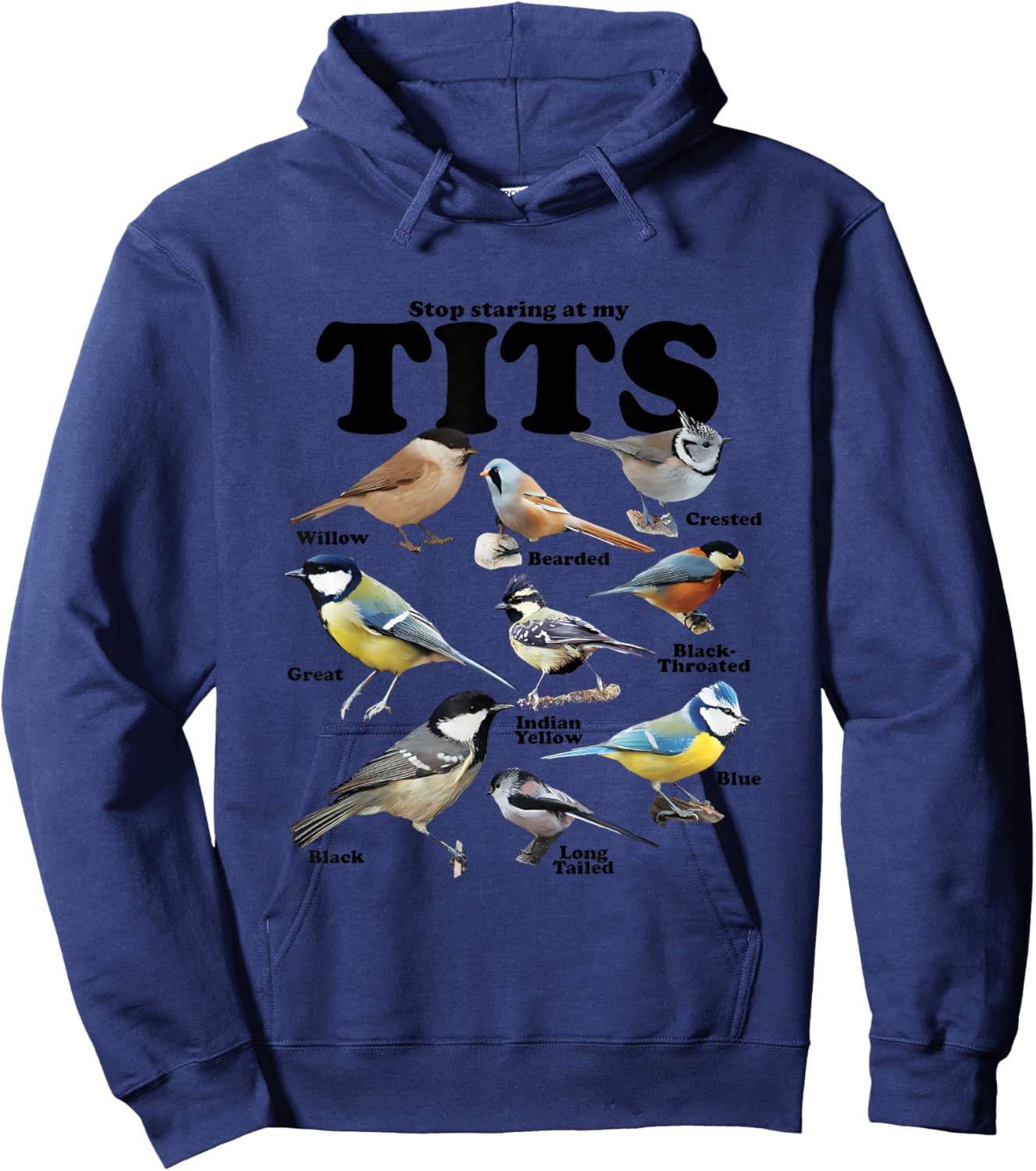Stop Staring At My Tits Funny Hoodie - Hoodie | Navy