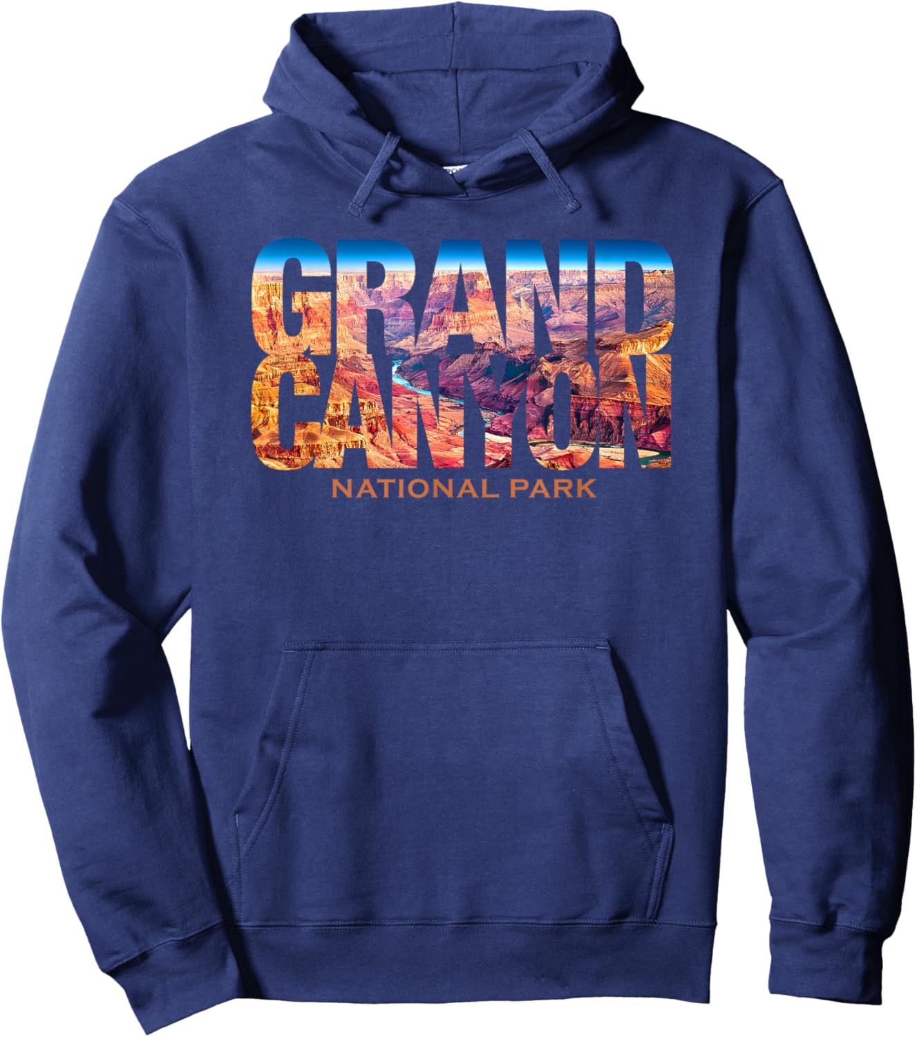 Vintage Grand Canyon National Park Souvenir Shirts Grand Canyon National Park Photo Text Hiking -Adults Black Small Classic Fit Short Sleeve Hoodie - Hoodie | Navy