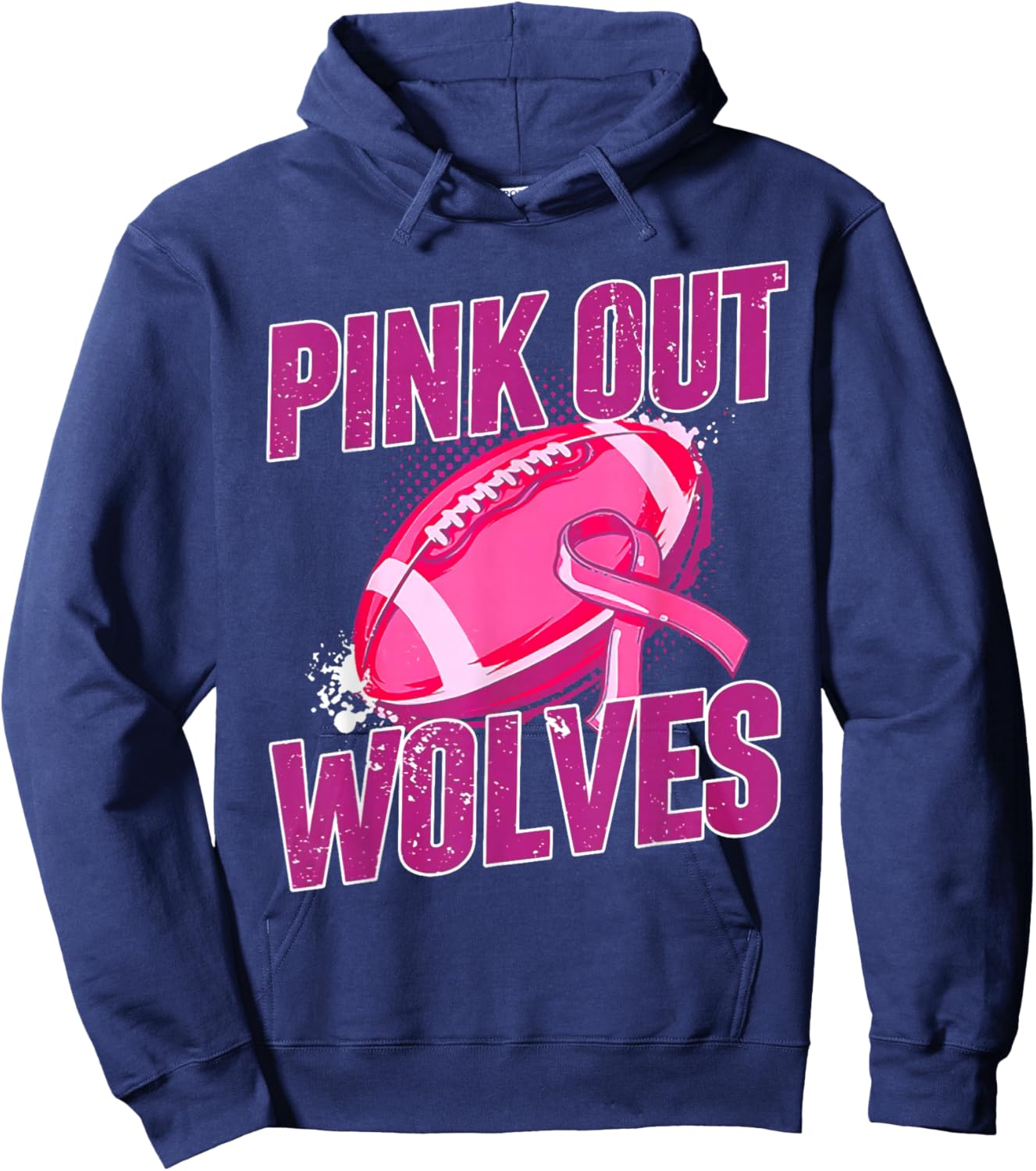 Wolves Pink Out Football Tackle Breast Cancer Hoodie - Hoodie | Navy