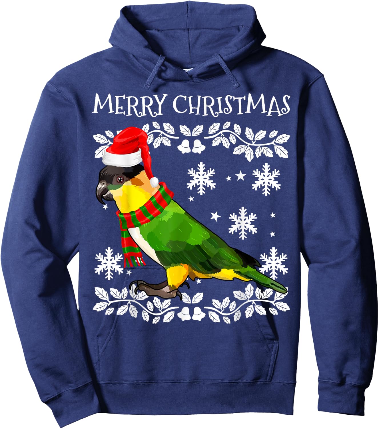 Bird Merry Christmas Ornament Caiques Ugly Xmas Hoodie - Hoodie | Navy