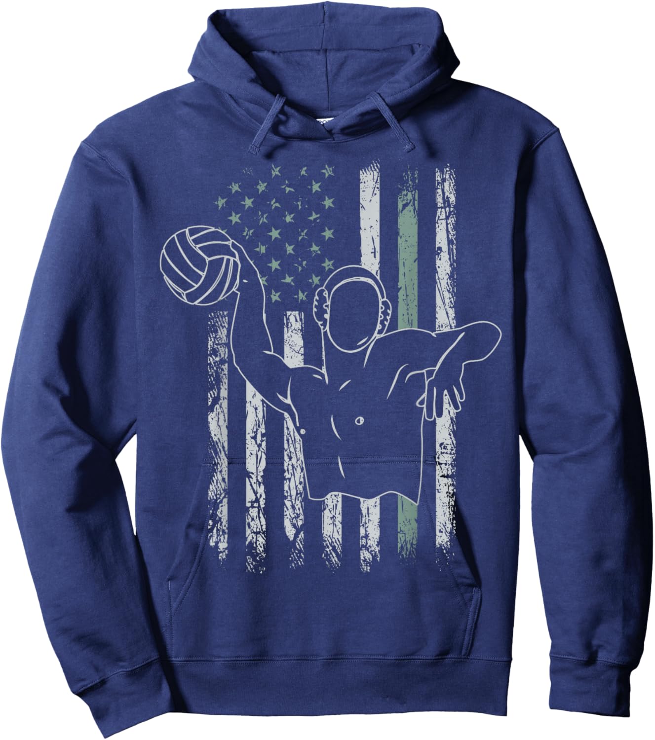 Retro USA Flag Swimming 4th of July Water Polo Hoodie - Hoodie | Navy