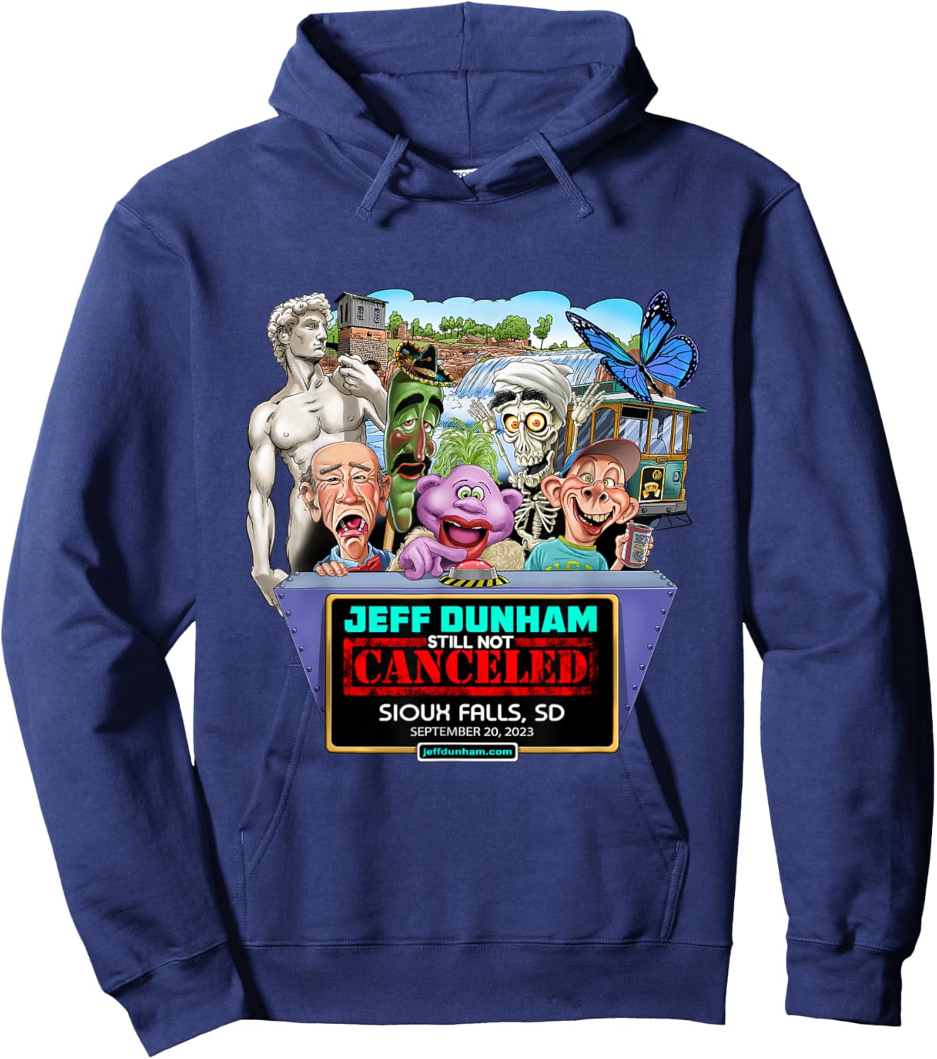 Jeff Dunham Sioux Falls, SD (2023) Hoodie - Hoodie | Navy