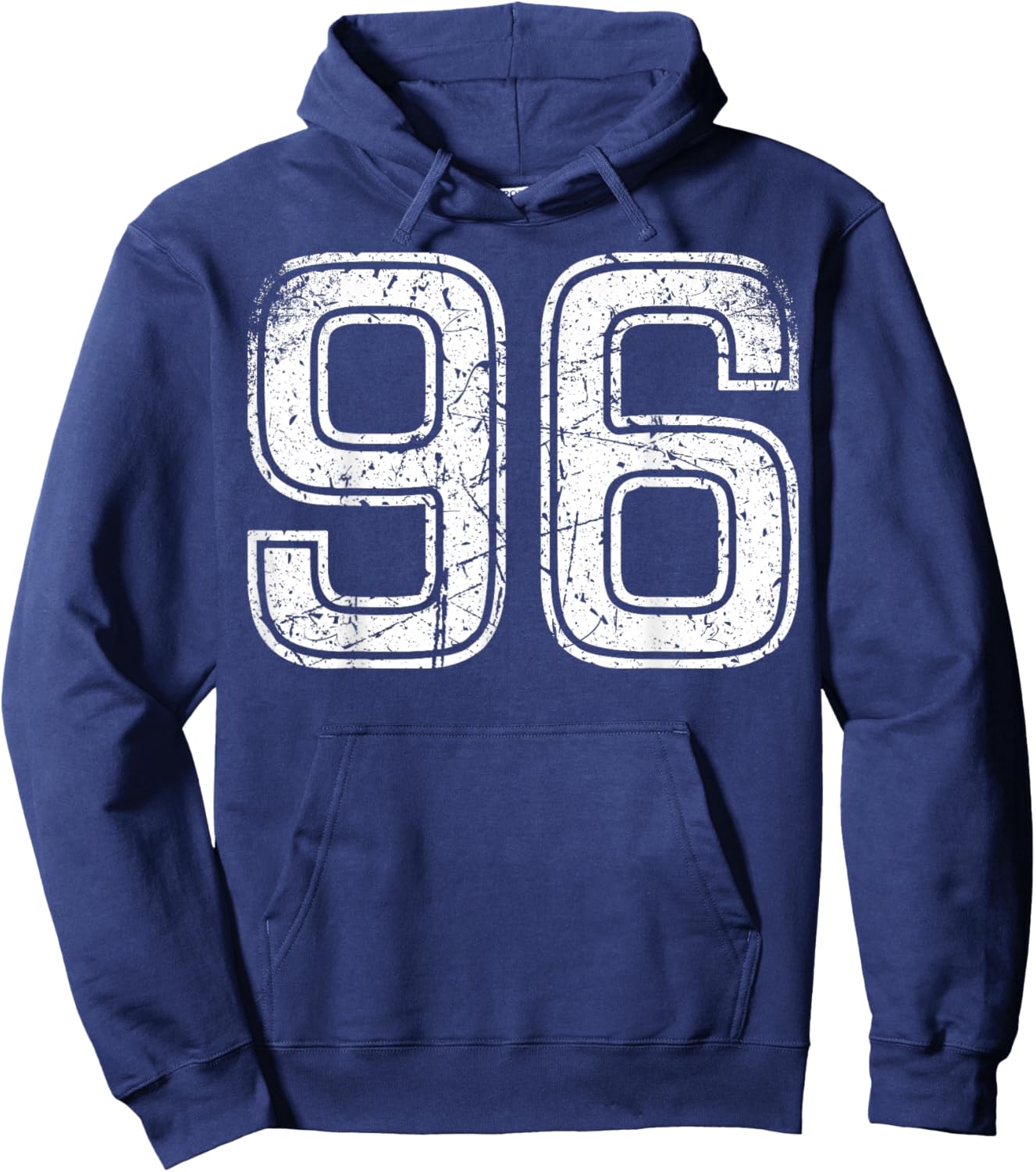 Vintage White Sport Team Number #96 Hoodie - Hoodie | Navy