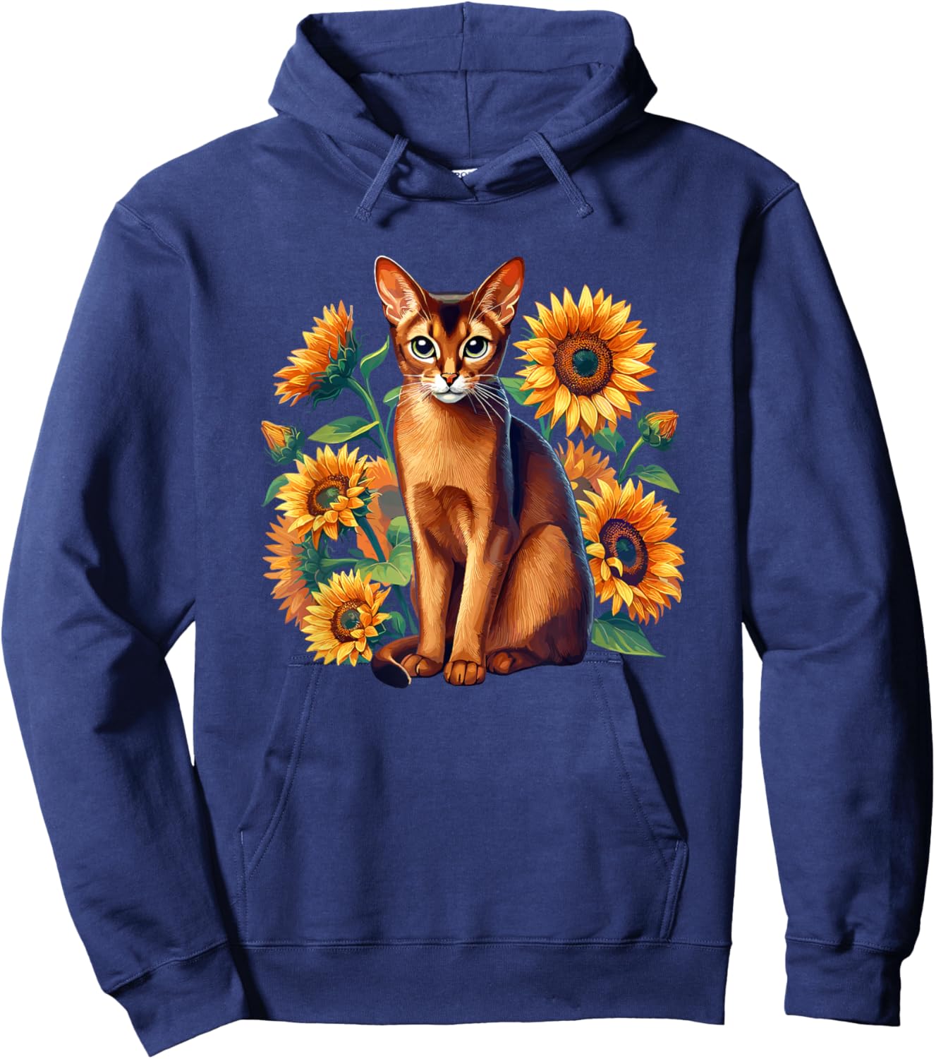 Sunflowers Abyssinian Abyssinians Abys Cat Hoodie - Hoodie | Navy