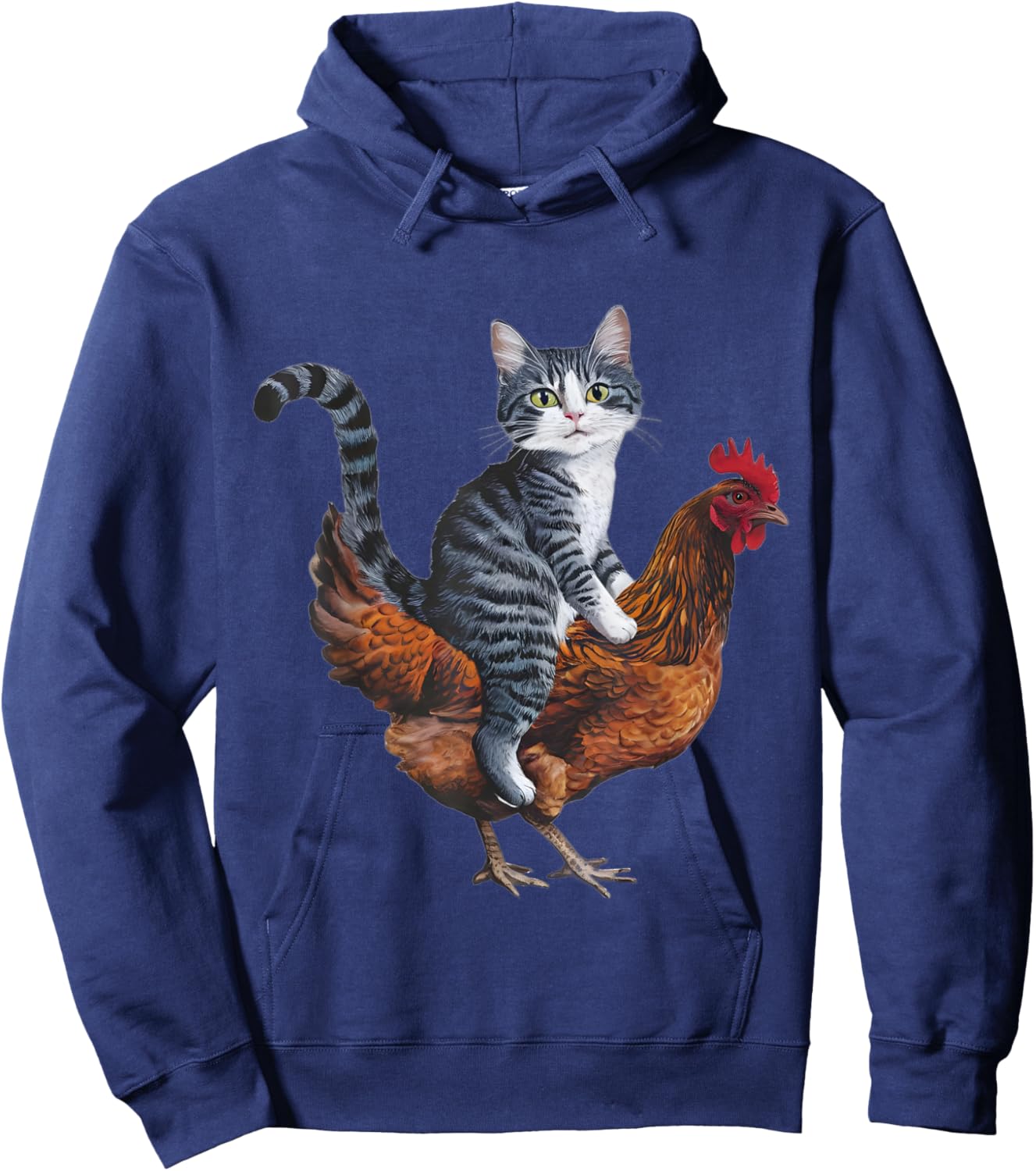 Funny Cat on a Chicken Lover Hoodie - Hoodie | Navy