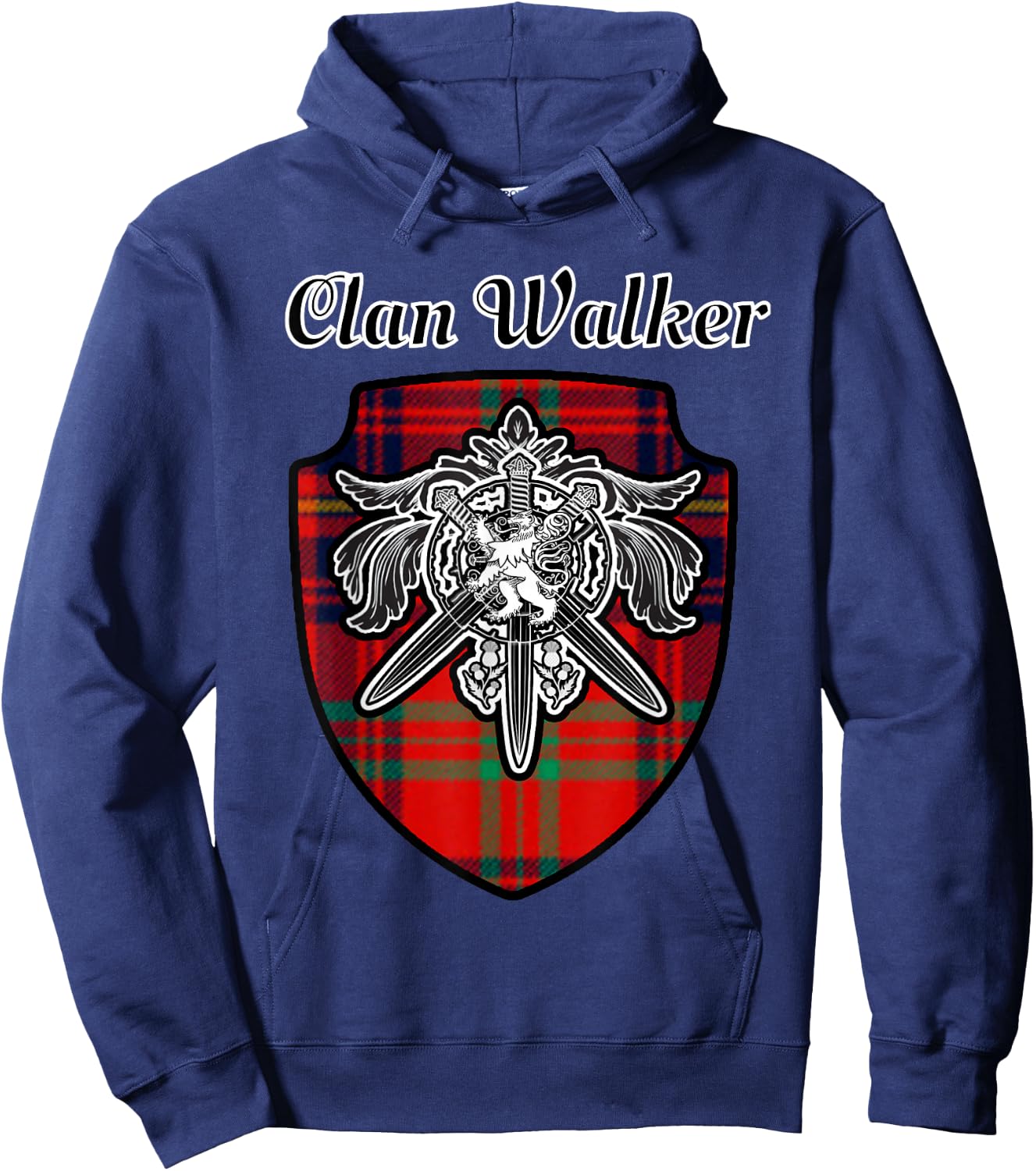 Walker Scottish Clan Tartan Lion Sword Crest Hoodie - Hoodie | Navy