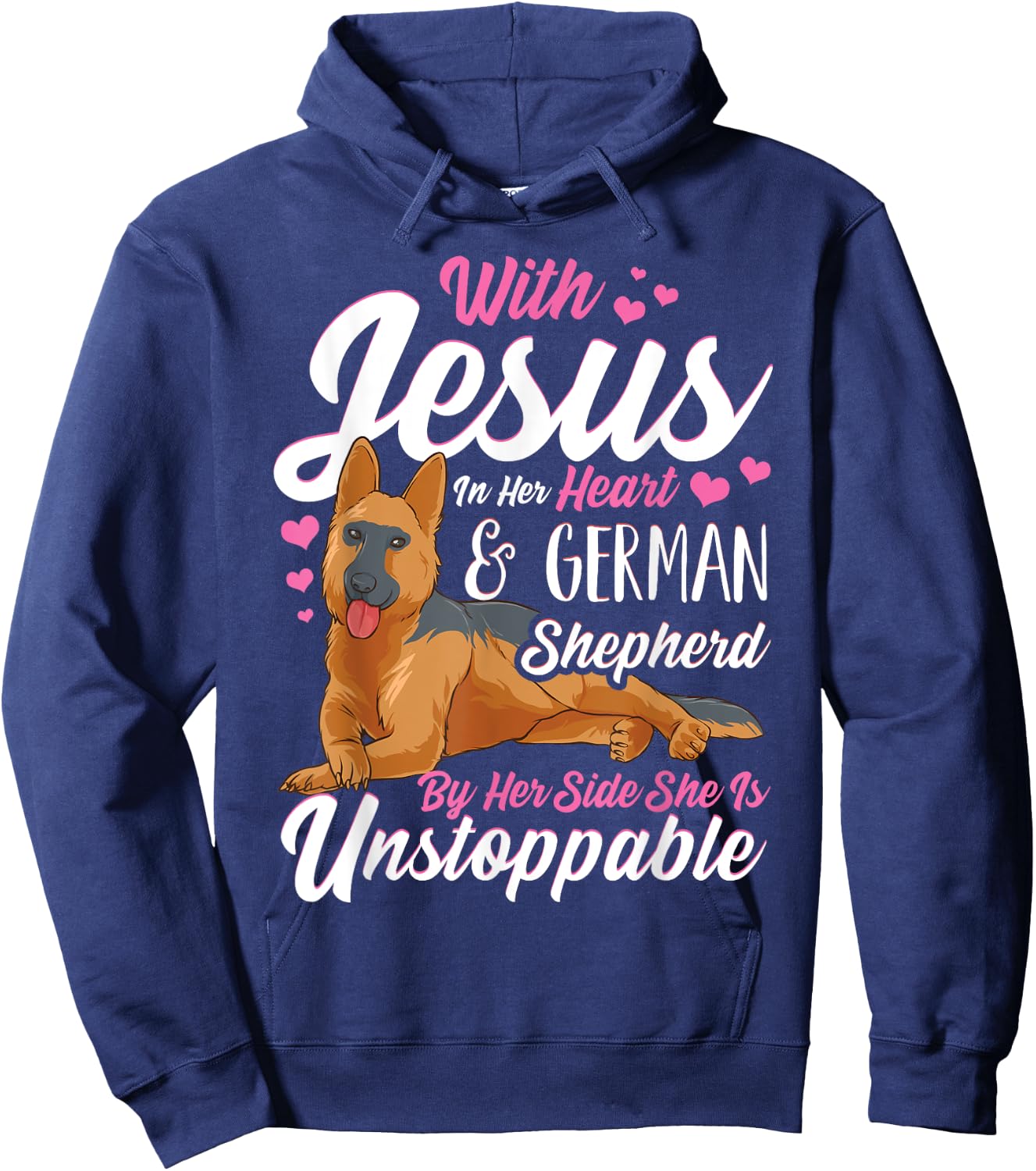 German Shepherd Shirts With Jesus In Her Heart Hoodie - Hoodie | Navy