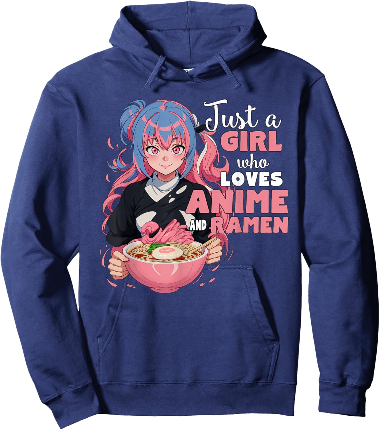 Just a Girl Who Loves Anime and Ramen Teen Girl Hoodie - Hoodie | Navy
