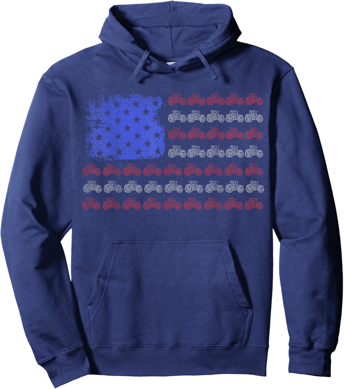 Farmer Tractor American Flag Patriotic Farming Hoodie - Hoodie | Navy