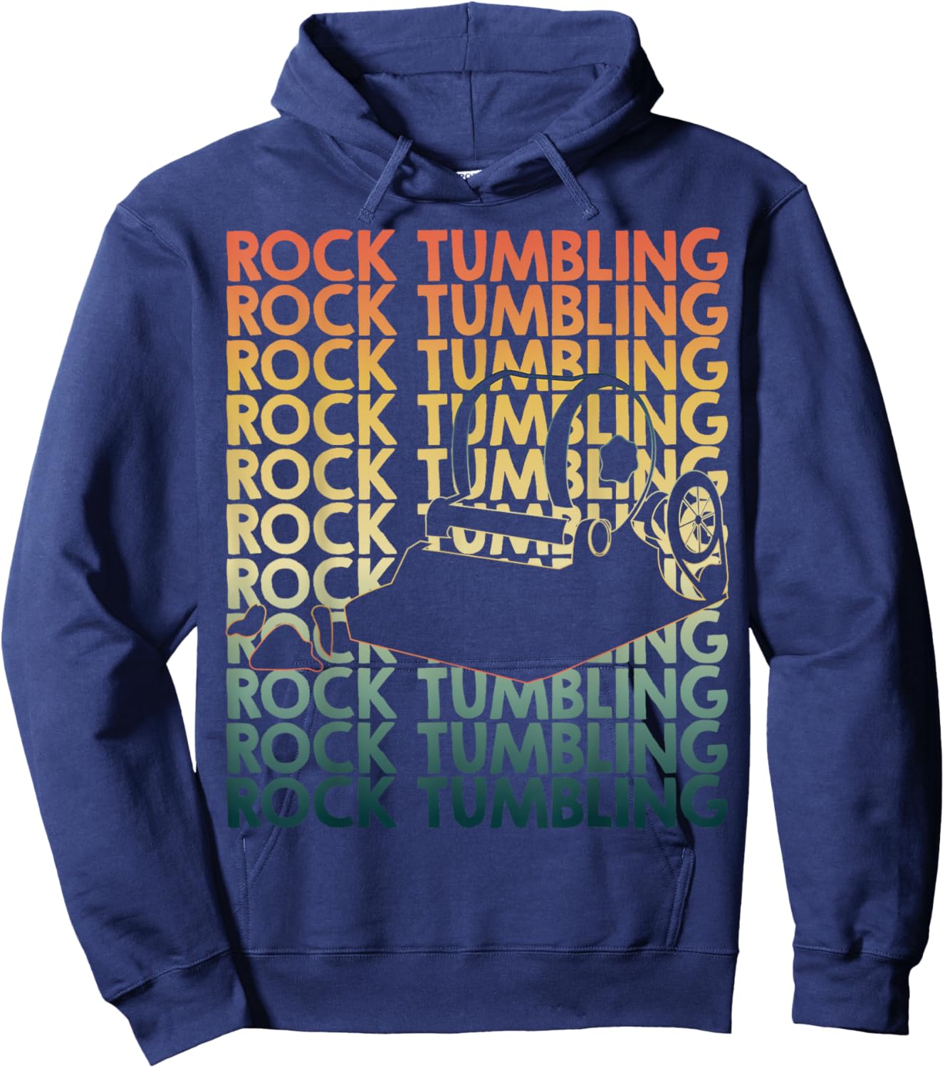 Retro Rock tumbling Repetitive Rock tumbler Hoodie - Hoodie | Navy