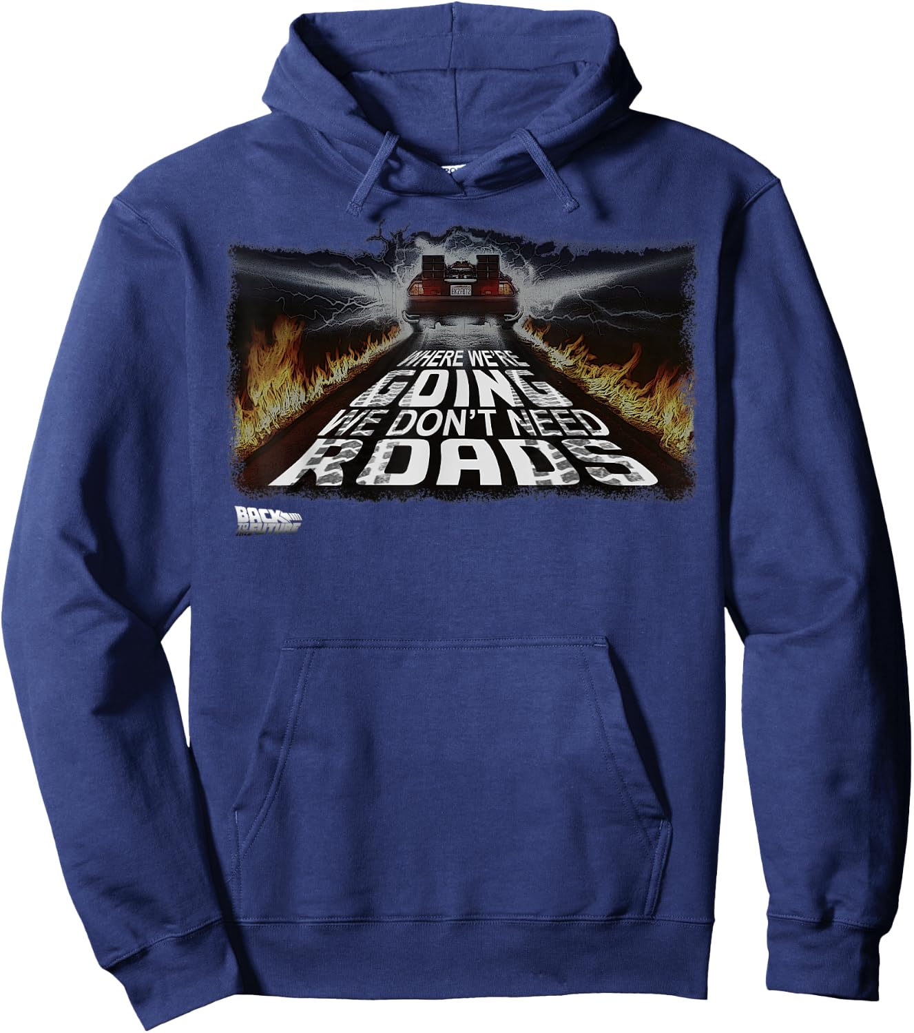 Back to The Future We Don't Need Roads Graphic Hoodie - Hoodie | Navy