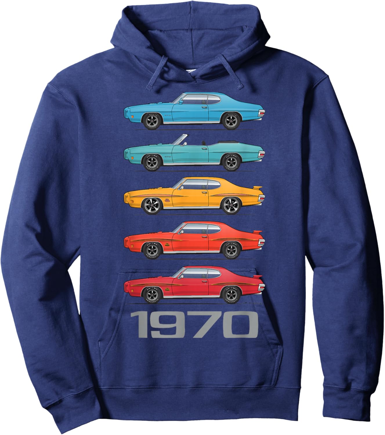 1970 70 GTO Classic Car Old School Muscle Car Hoodie - Hoodie | Navy