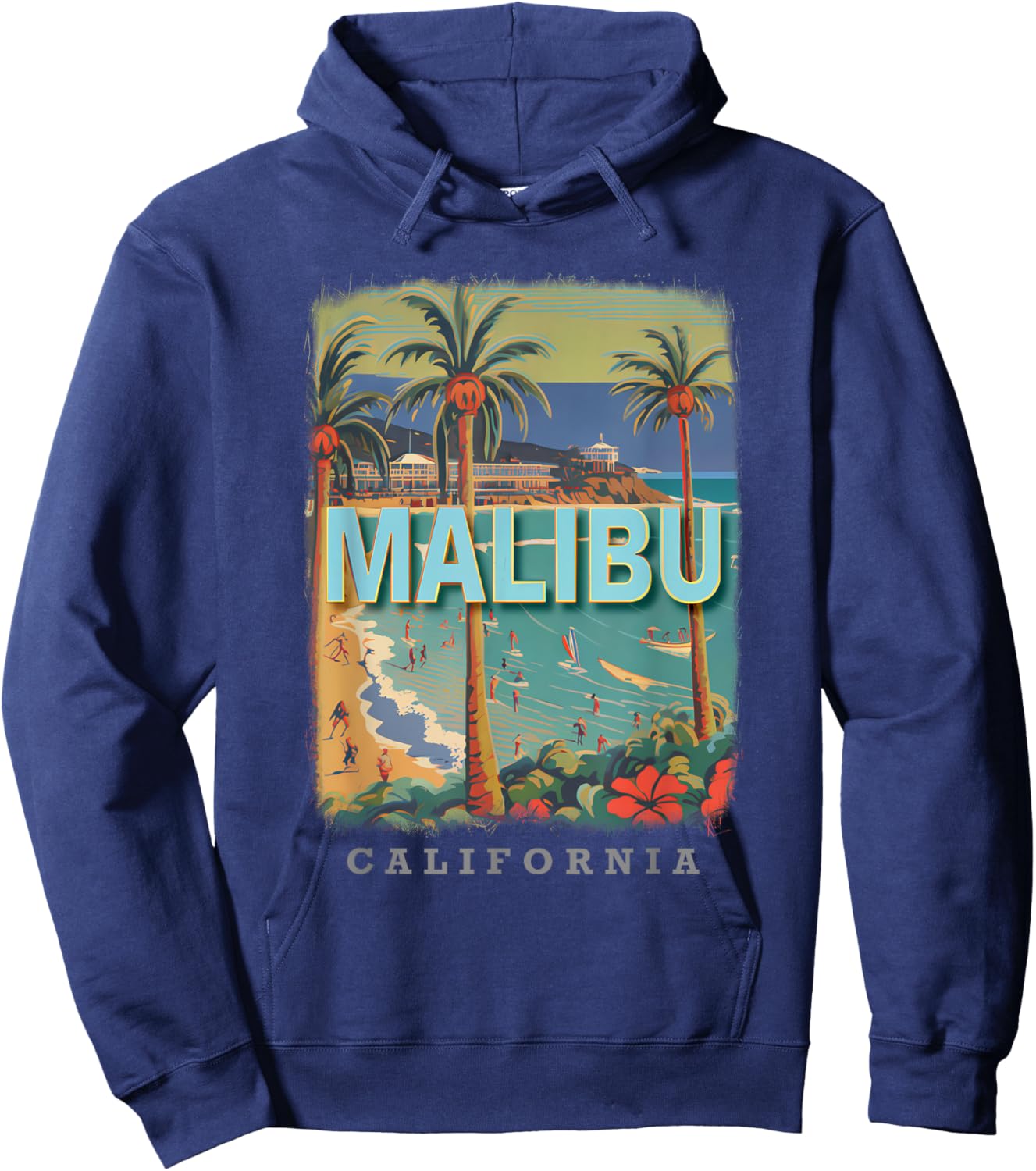 Malibu California CA Surfer's Paradise SD564 Hoodie - Hoodie | Navy