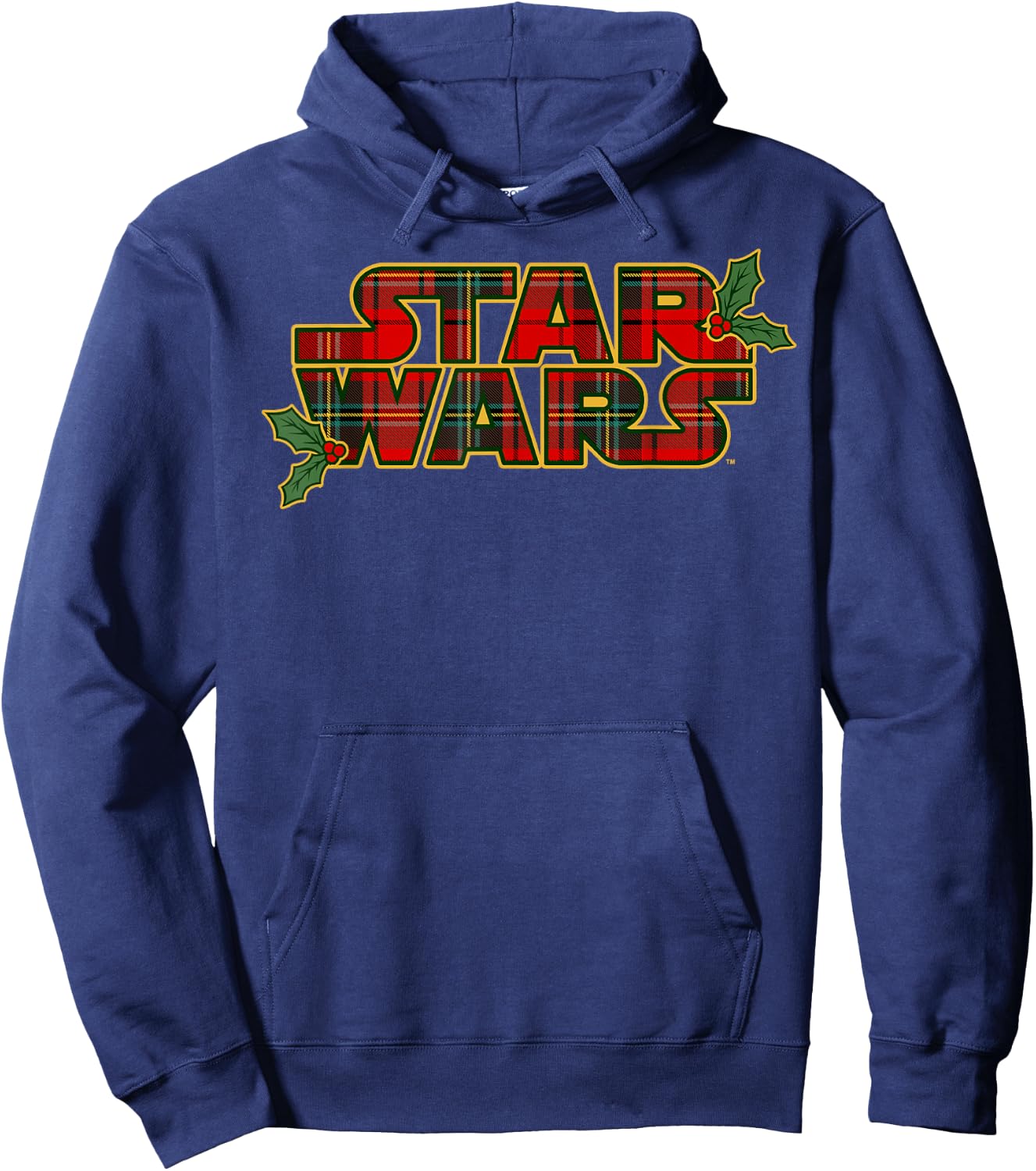Star Wars Christmas Plaid Holly Logo Hoodie - Hoodie | Navy