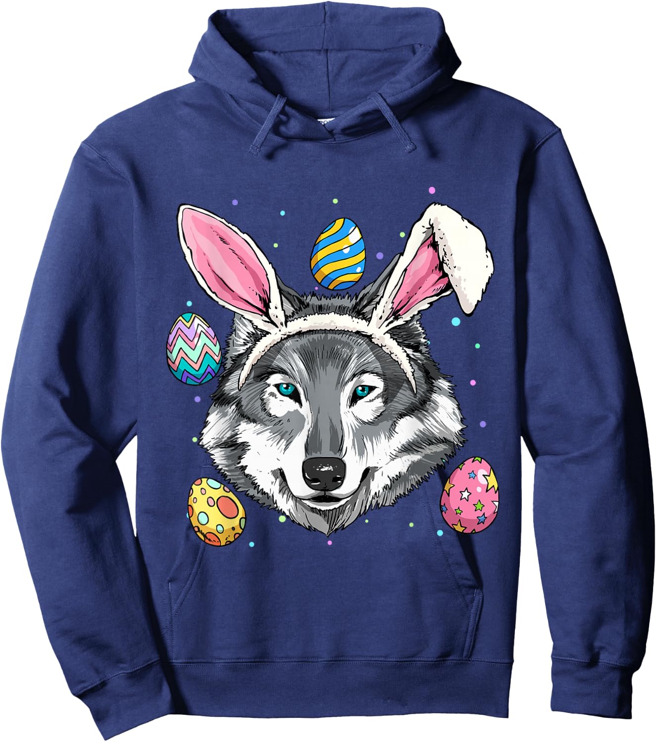 Easter Bunny Wolf Funny Easter Wolf Hoodie - Hoodie | Navy