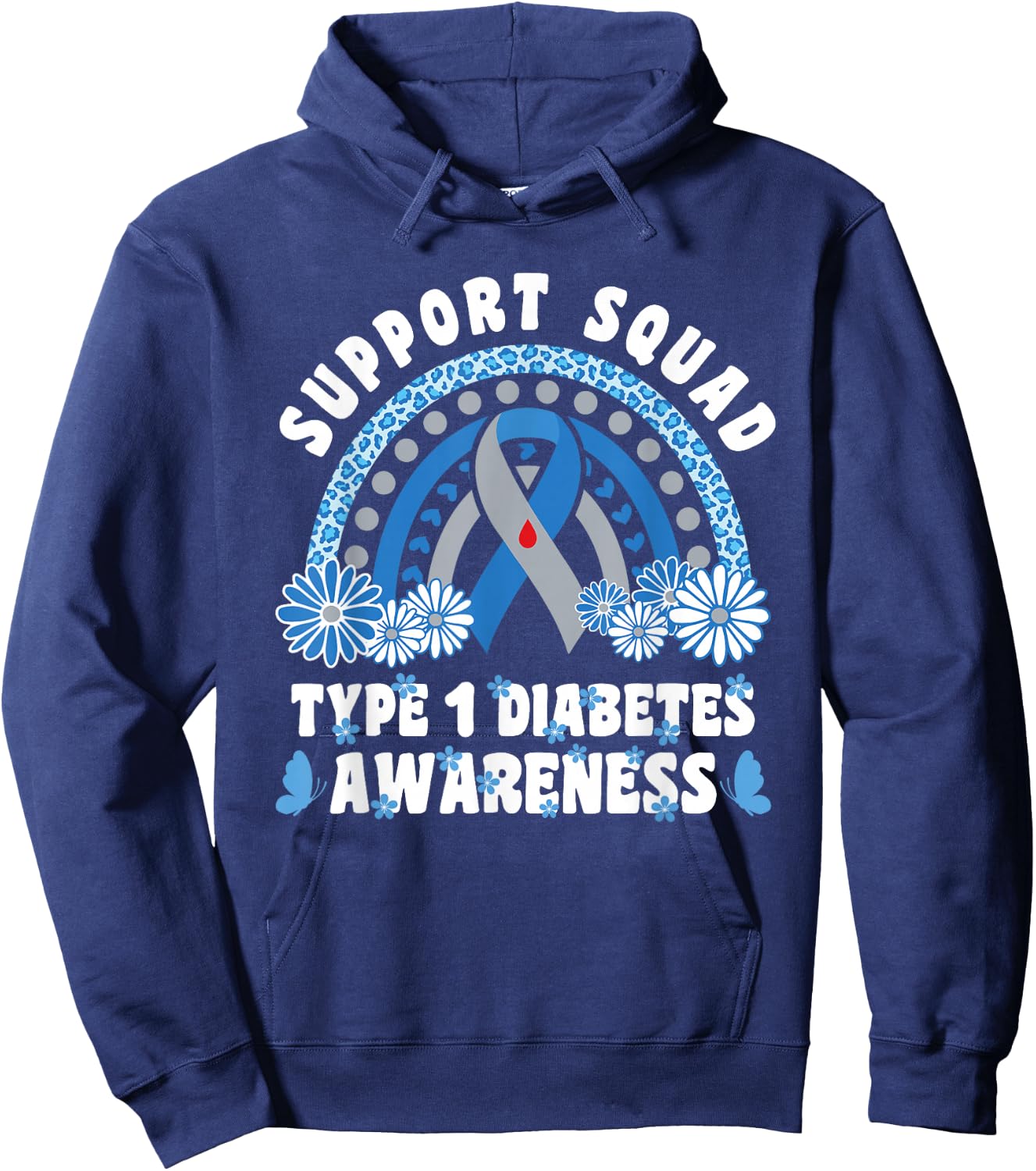 Type 1 Diabetes T1D Support Squad Hoodie - Hoodie | Navy