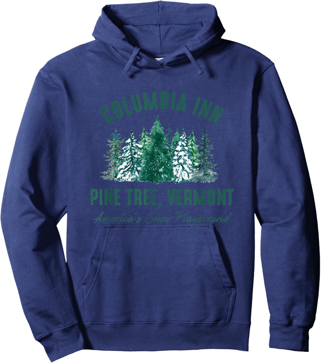 Pine Tree Vermont Always A White Christmas Tree Hoodie - Hoodie | Navy