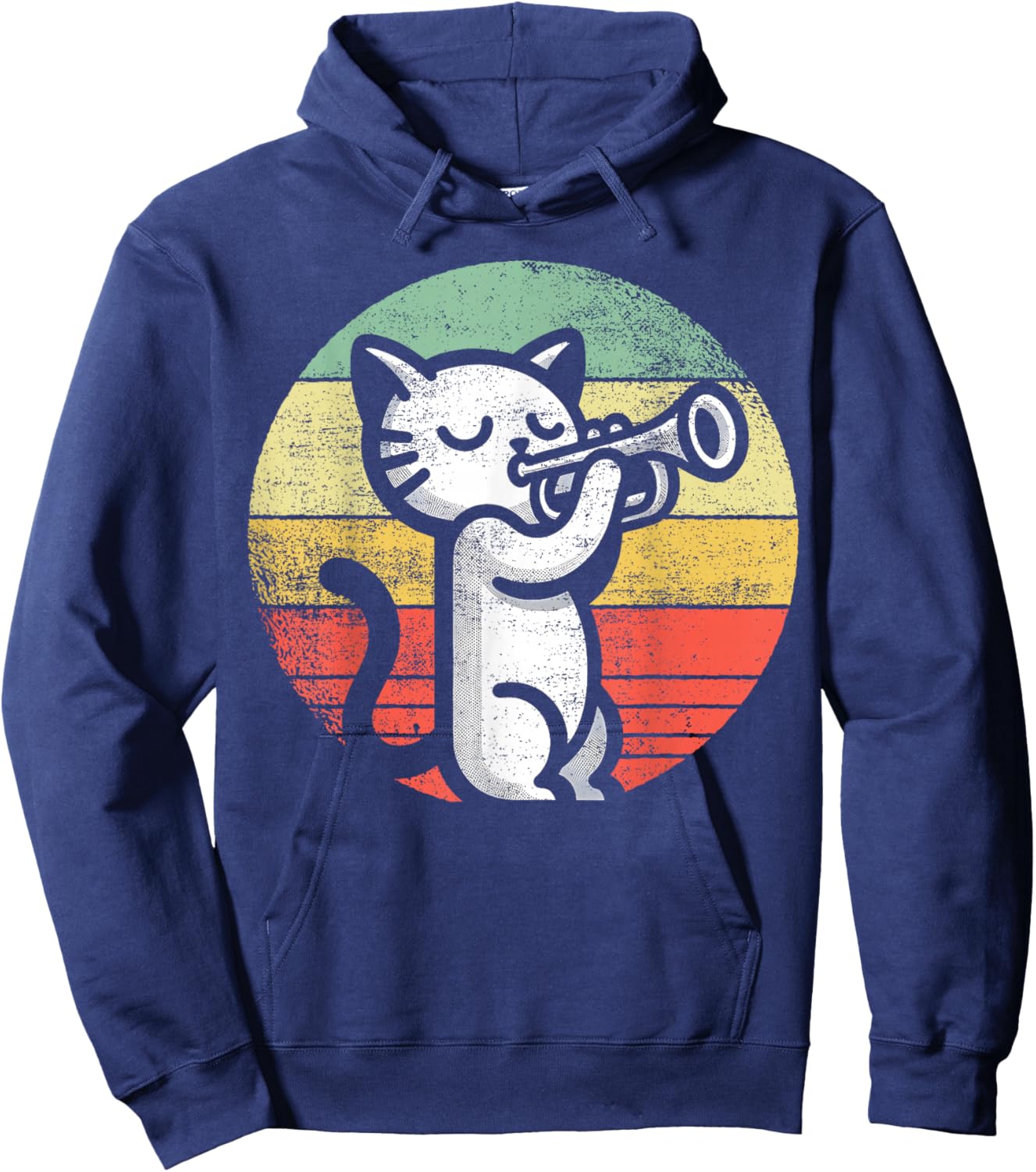 Trumpet Player I Cat Plays Trumpet Hoodie - Hoodie | Navy