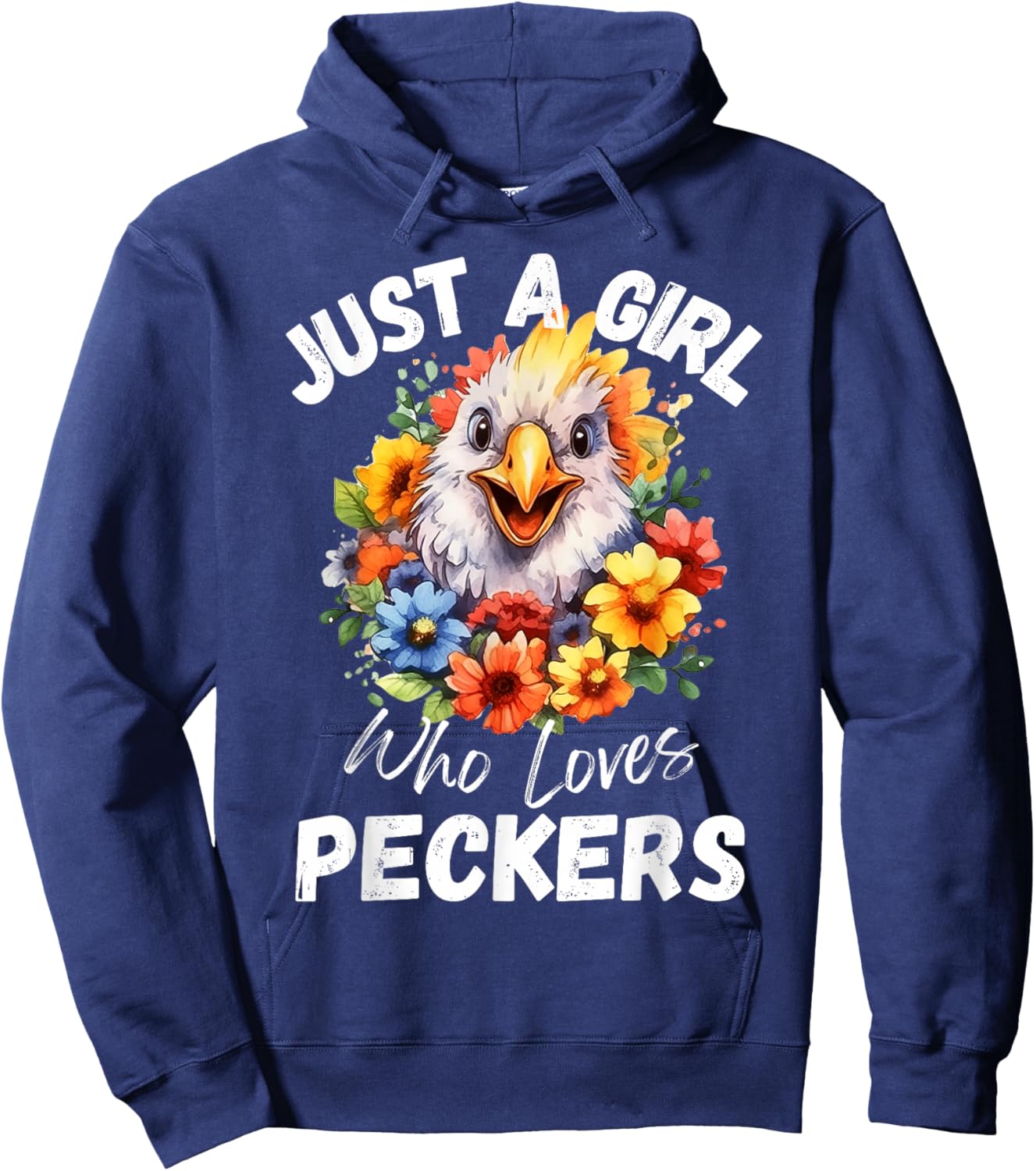 Just a Girl Who Loves Peckers Funny Chicken Hoodie - Hoodie | Navy