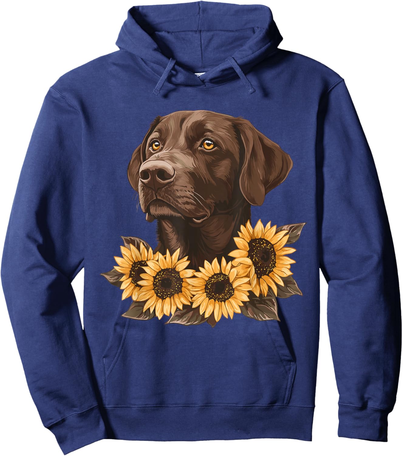 Brown Labrador with Sunflowers Hoodie - Hoodie | Navy