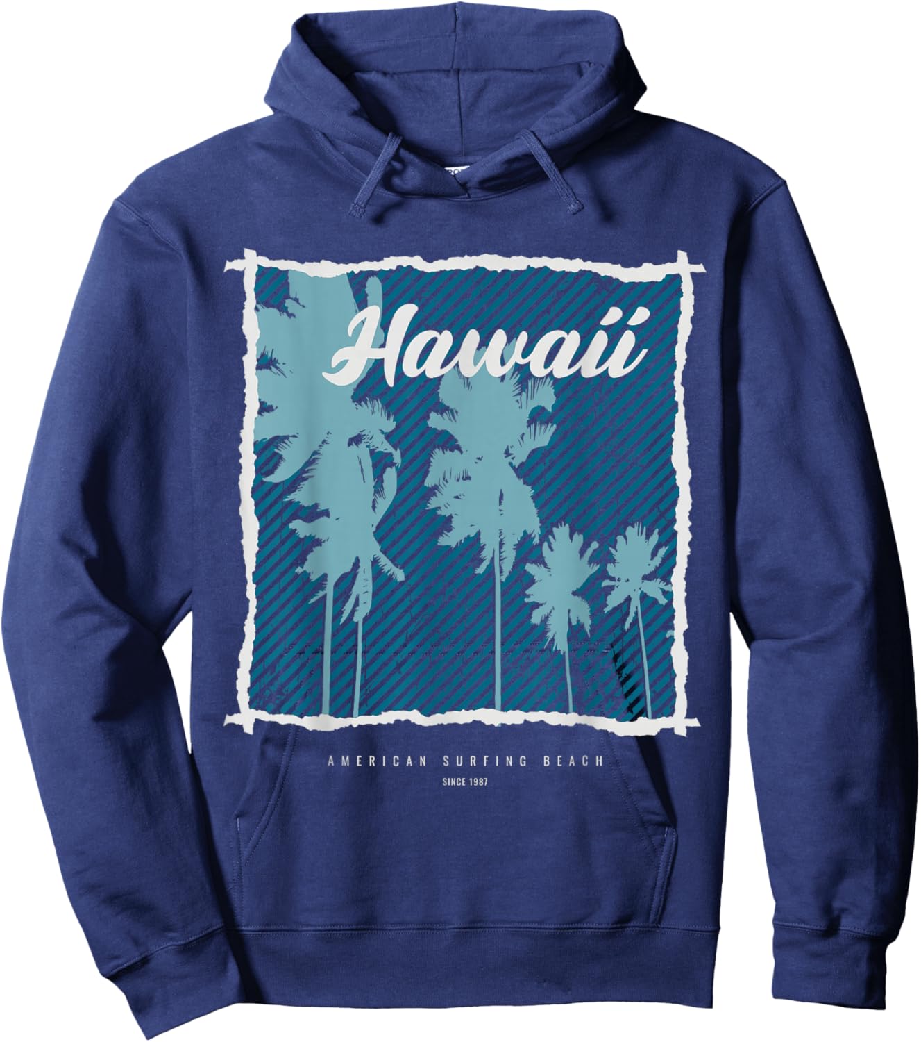 Hawaii American Surfing Beach Since 1987 Hoodie - Hoodie | Navy