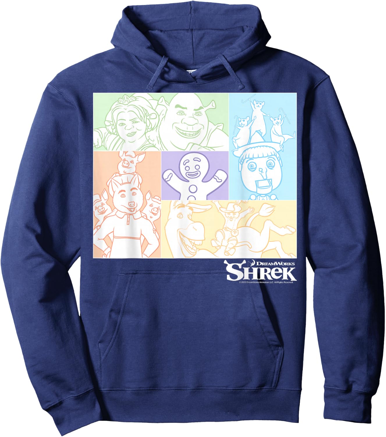 Shrek Group Shot Pastel Box Up Hoodie - Hoodie | Navy