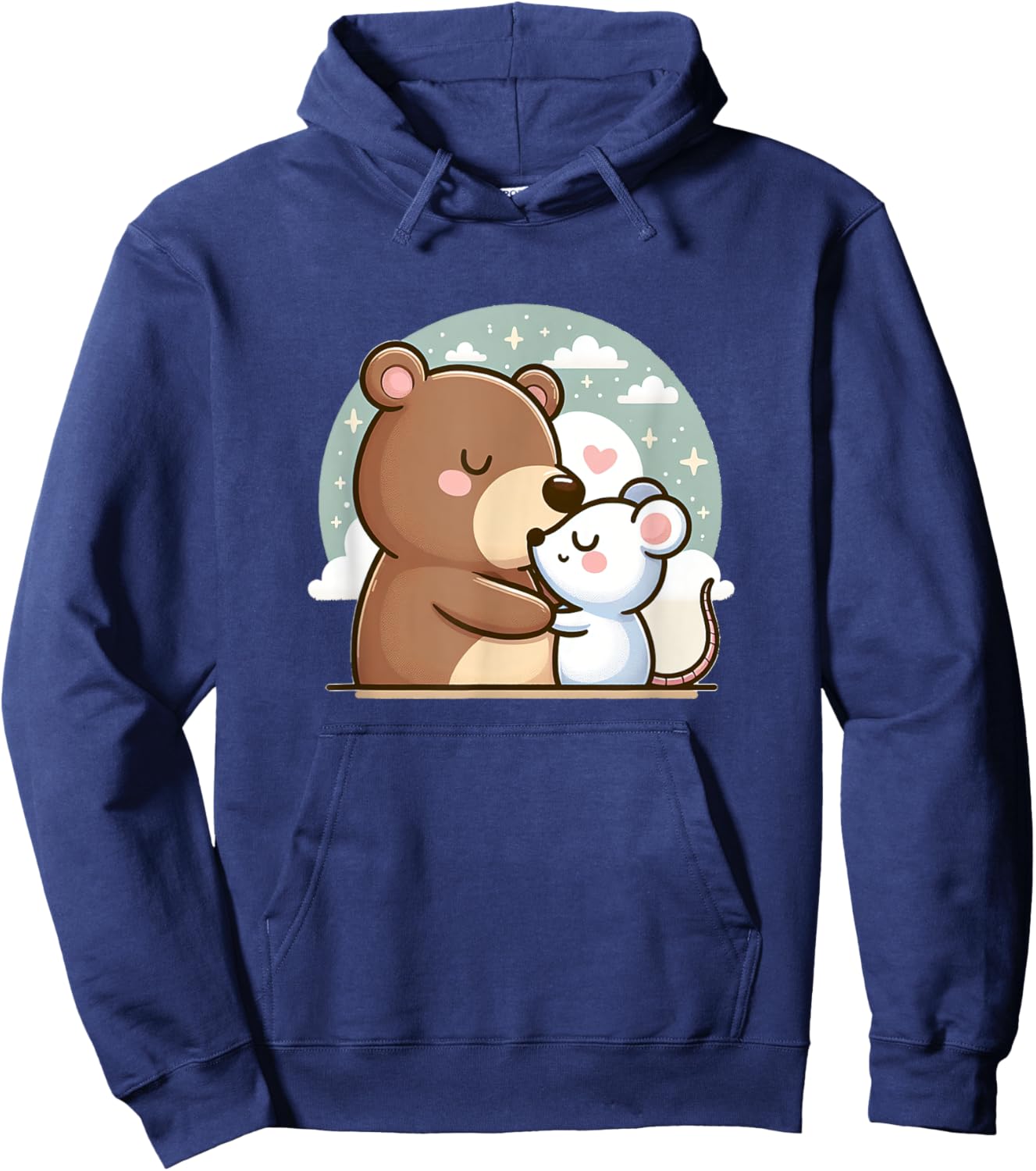 Cuddling Bear And Mouse In Love Hoodie - Hoodie | Navy