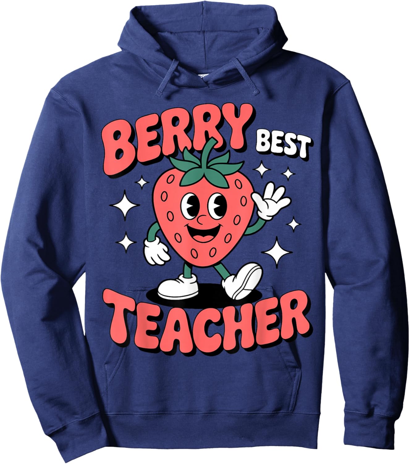 Teacher Retro Strawberry Berry Best Teacher Hoodie - Hoodie | Navy